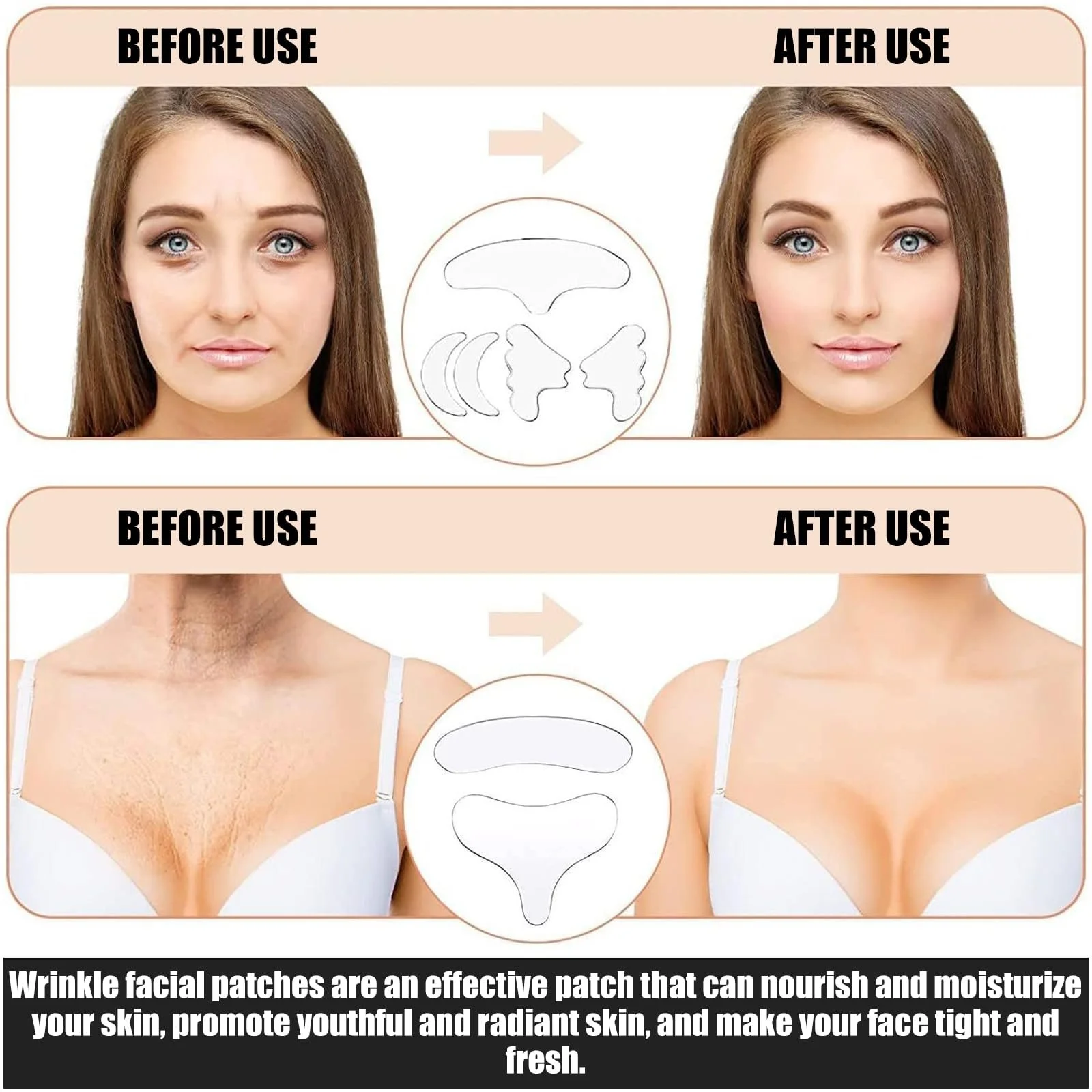 Силіконові патчі багаторазового використання Beauty для чола проти зморшок, фото №3