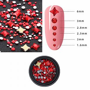 Стрази для нігтів Скло Червоний Чотирикутна зірка 5 пласка форма діамант synthetic.ua - Фото 1