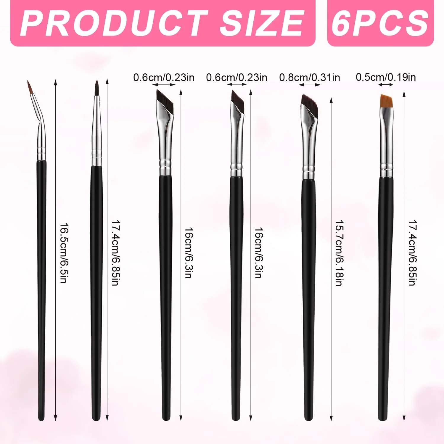 Набір пензлів Precisio для підводки очей Тонкий плоский ультраплоский чорний, фото №2