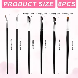 Набір пензлів Precisio для підводки очей Тонкий плоский ультраплоский чорний synthetic.ua - Фото 1