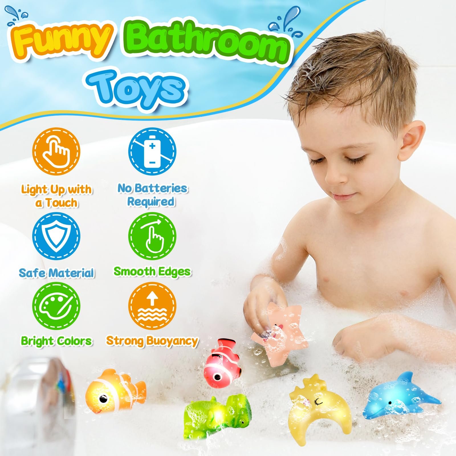Іграшка для ванни Світлодіодна Тваринка, Набір 12 штук, фото №5