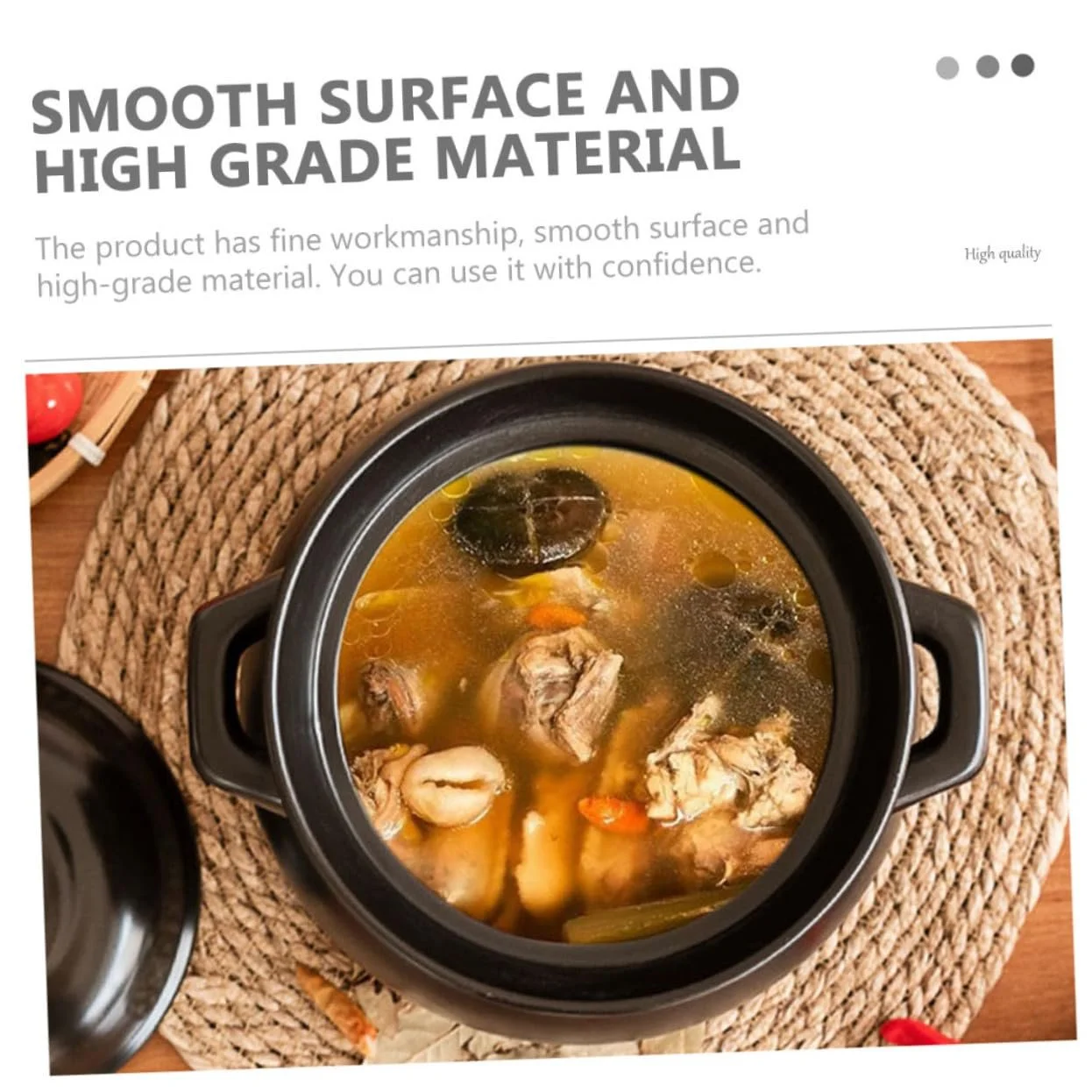 Кастрюля керамическая для риса маленькая с крышкой термостойкая антипригарная Черная, фото №5