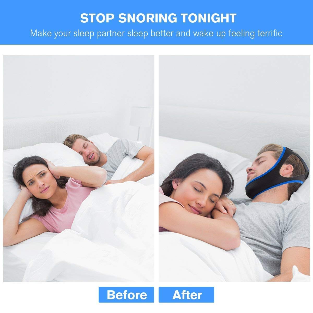 Ремінець проти хропіння на підборіддя Adjustable Stop Snoring Solution для чоловіків і жінок, дихання, чорний, фото №1 Ремінець проти хропіння на підборіддя Adjustable Stop Snoring Solution для чоловіків і жінок, дихання, чорний, фото №1