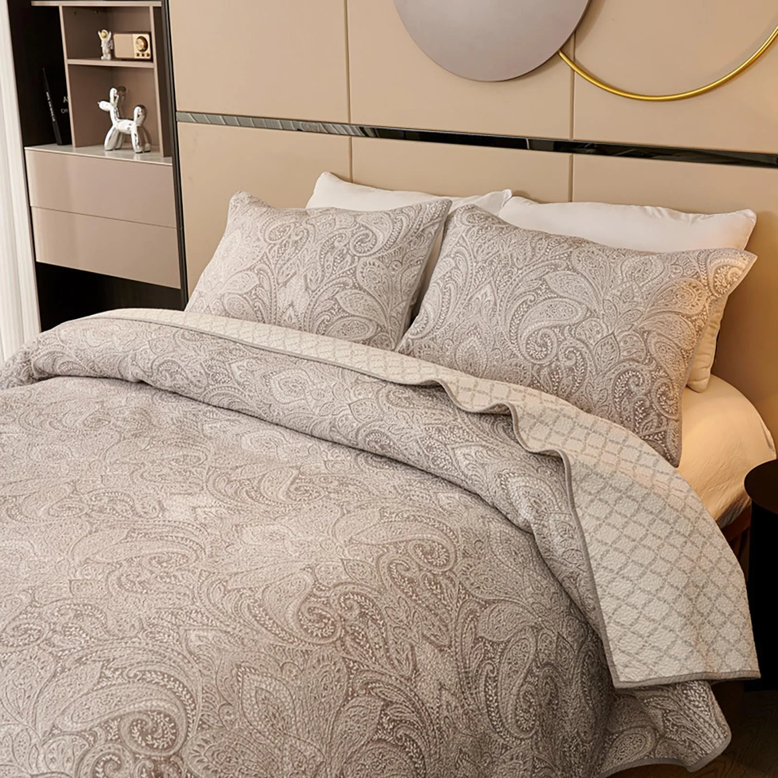 Покрывало E-yimeng 230 x 250 см с 2 наволочками 48 x 74 см Двустороннее Легкий уход Серый, фото №4