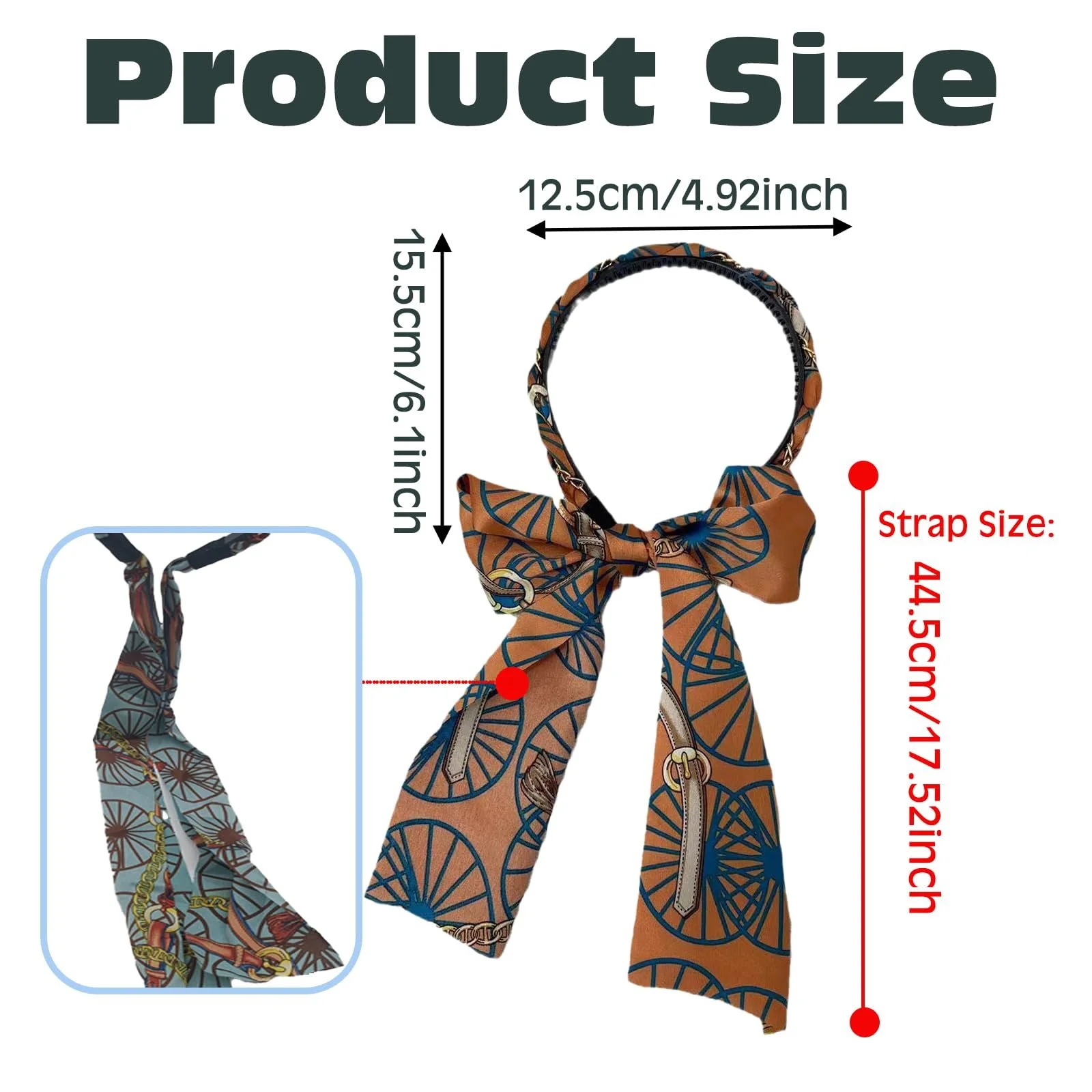 Набір з 2 жіночих пов'язок для волосся з довгими стрічками, фото №2