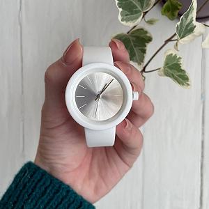 Женские силиконовые часы-конструктор actimer белый ремешок циферблат Metallic white - Фото 1