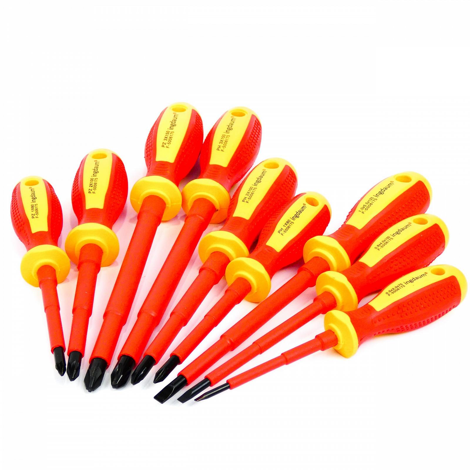 Набор отверток ingdaum VDE 9 шт. изолированные 1000V Slotted PH PZ, фото №4