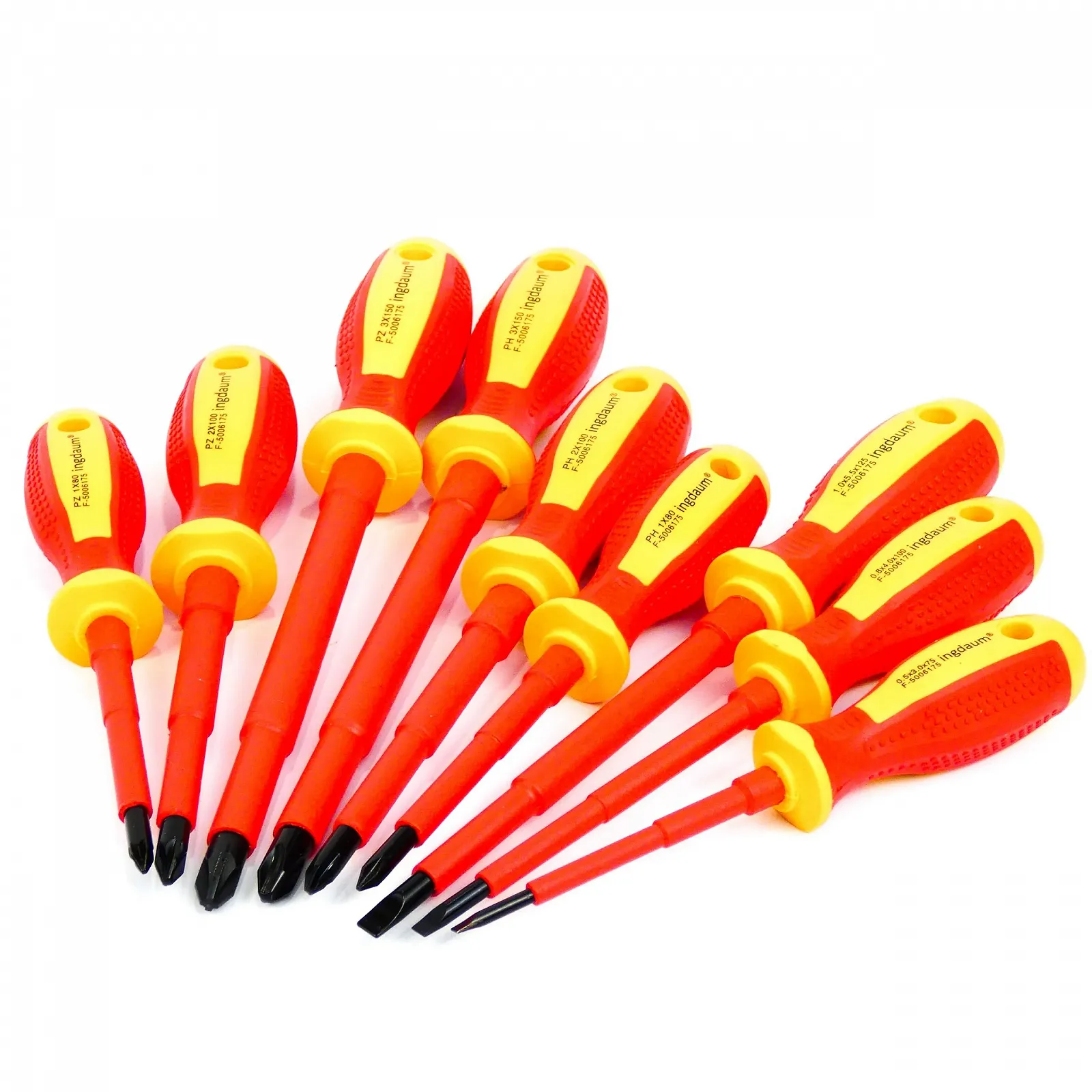 Набір викруток ingdaum VDE 9 шт. ізольовані 1000V Slotted PH PZ, фото №4