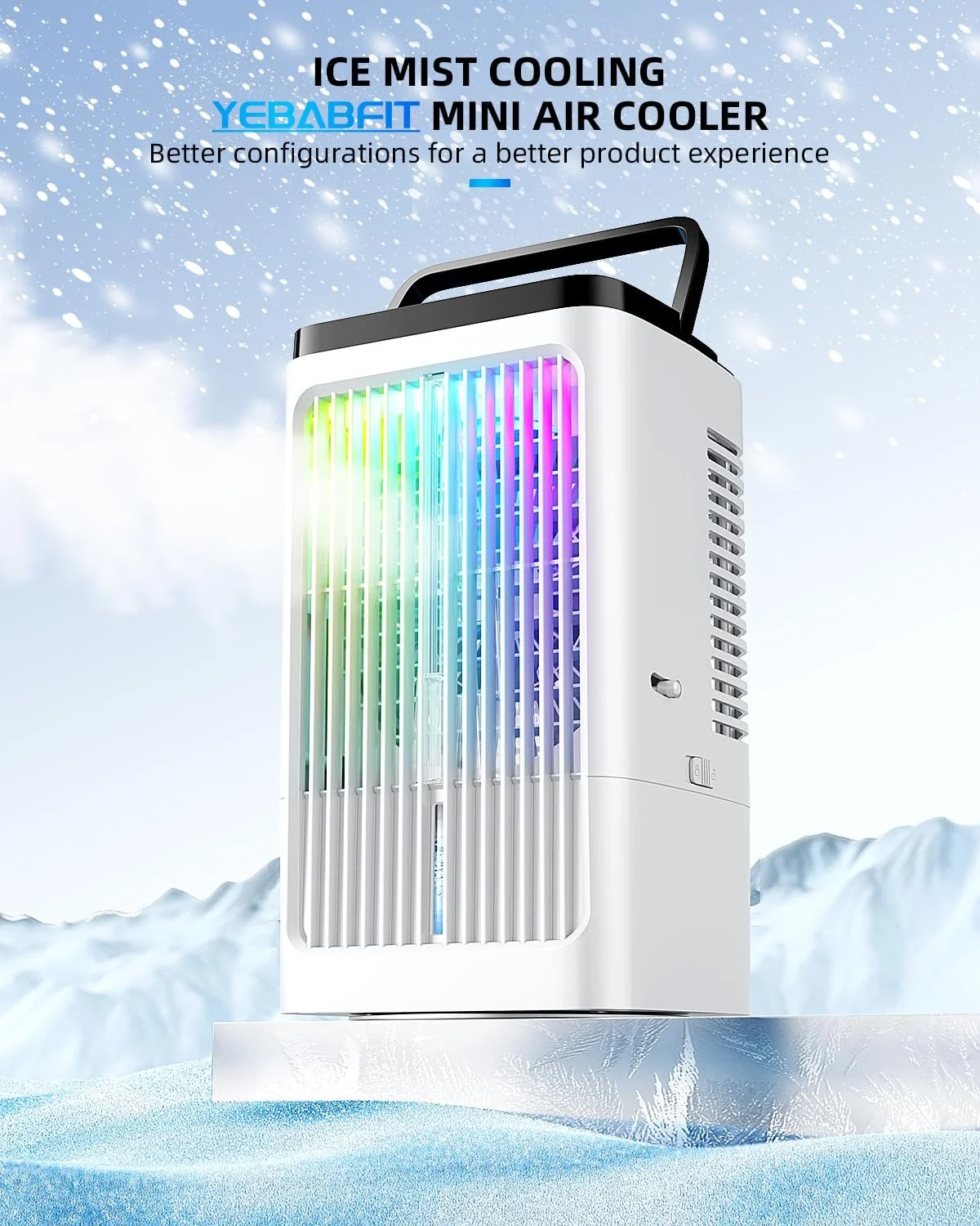 Портативный кондиционер 1500 мл 4 скорости 7 цветов LED 1-8 часов таймер, фото №2