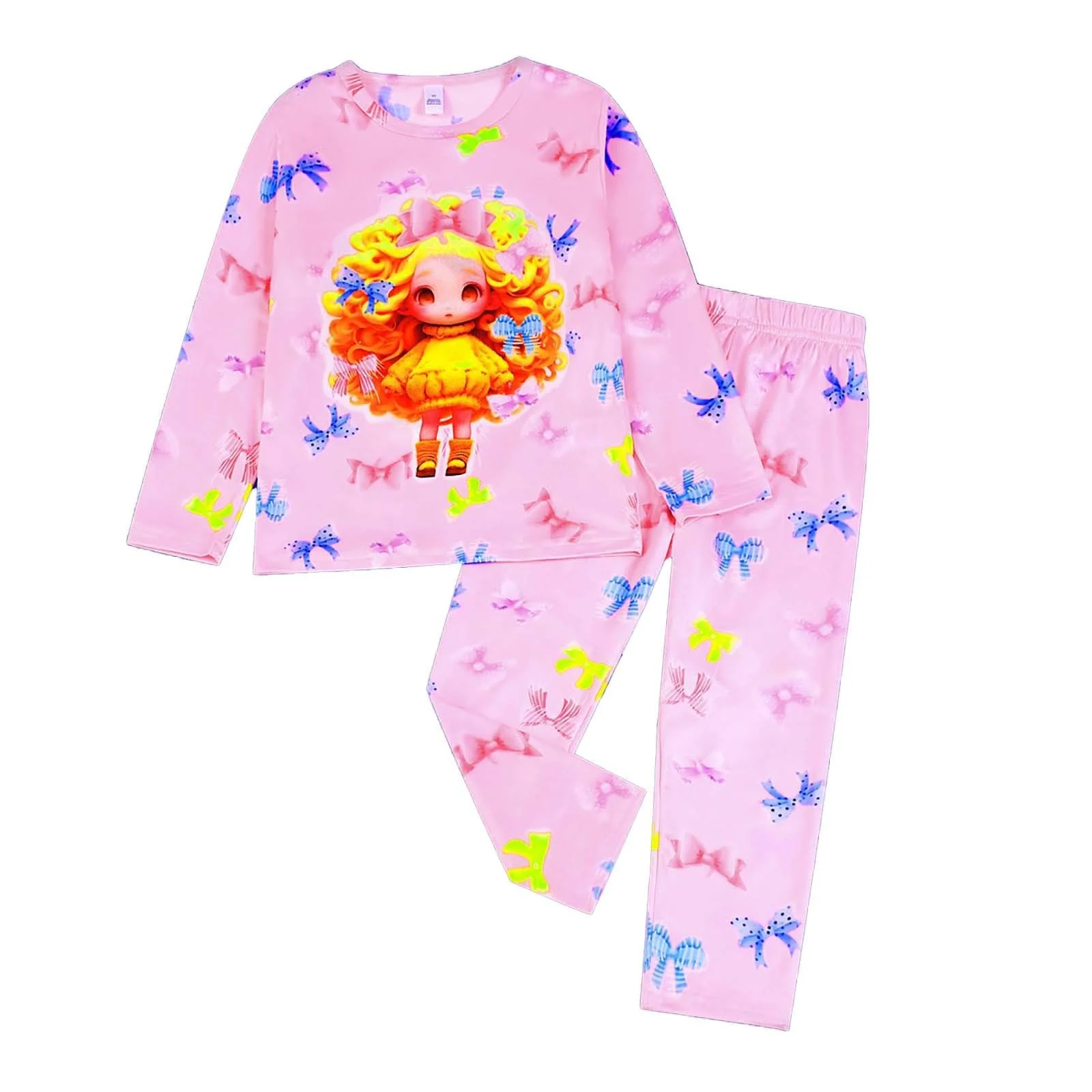 Комплект дитячої піжами з довгими рукавами та мультяшним принтом для малюків, фото №1