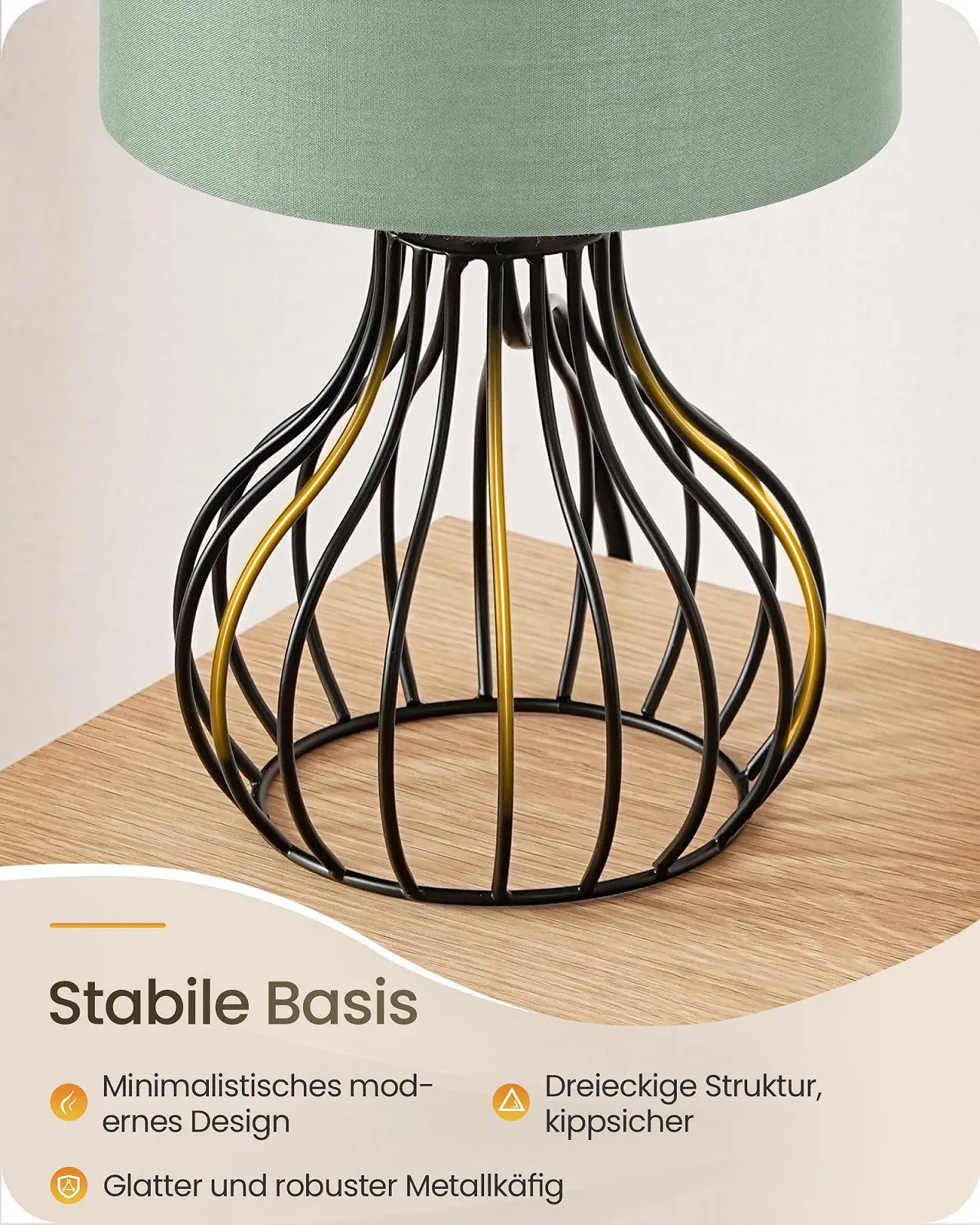 Настільна лампа ZJ10TLD05 лофт E27 з кабелем та LED лампою зелений чорний, фото №4