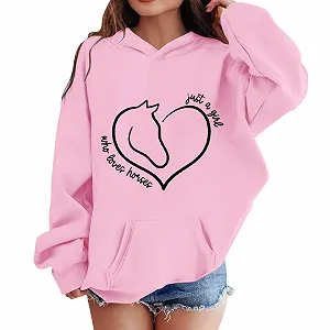 Худи для девочки, флисовый, с карманом, с рисунком лошади, с длинными рукавами, размер 164 synthetic.ua - Фото 1