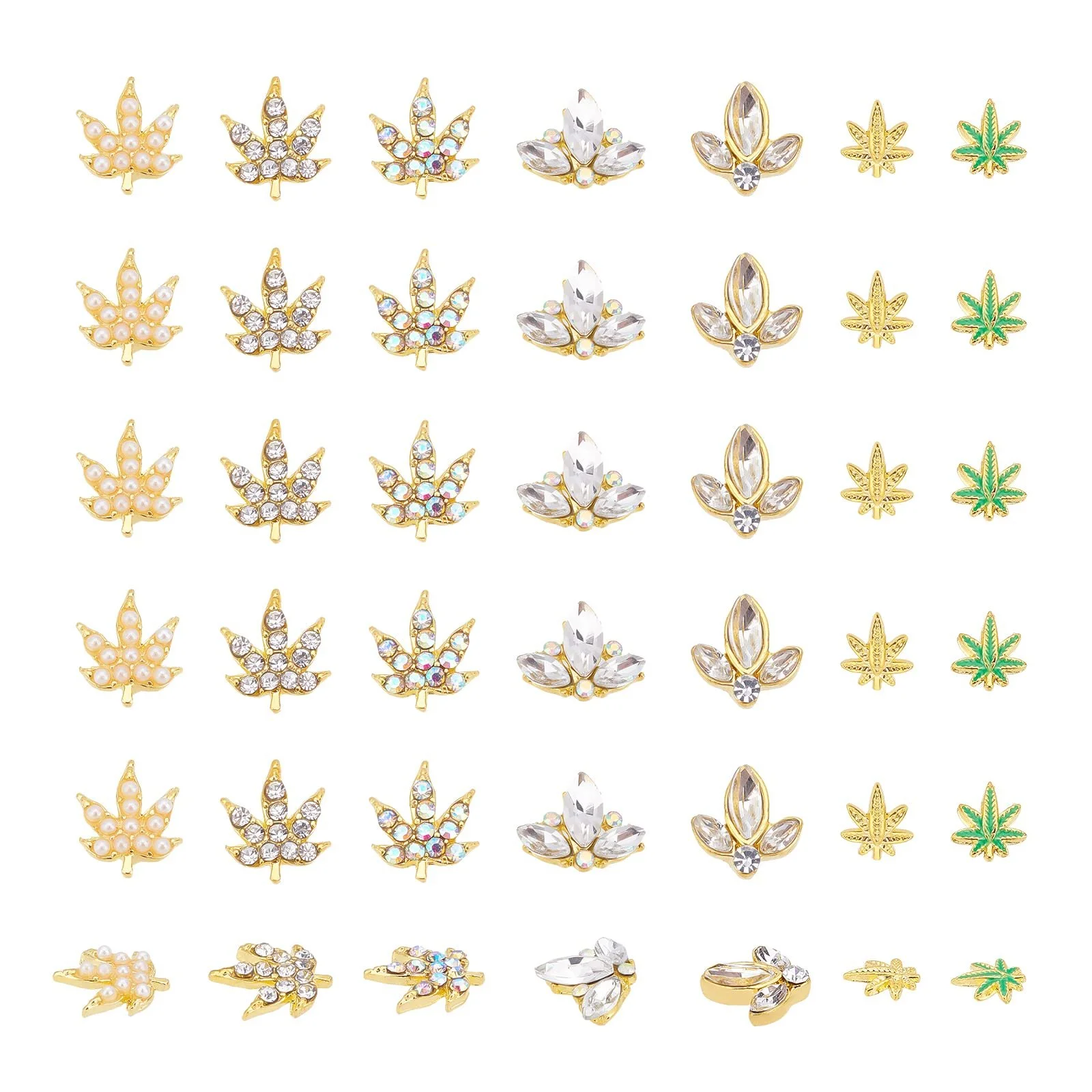 Стрази для нігтів Arricraft, 35 шт, 7 стилів, форма кленового листка, прикраси, фото №1