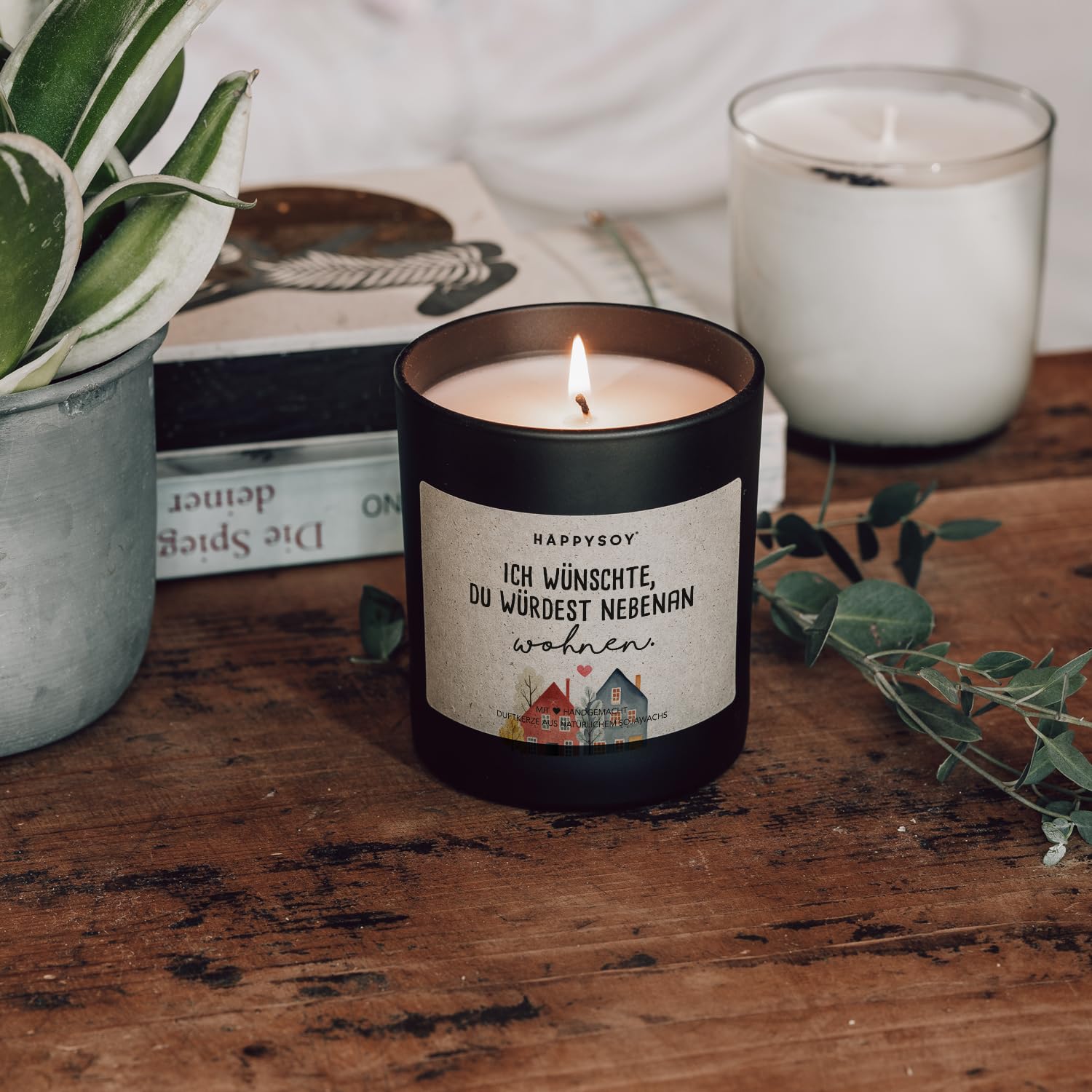 Подарки для девушек - Ароматическая свеча с надписью Ручная работа Соевый воск Черный, фото №2