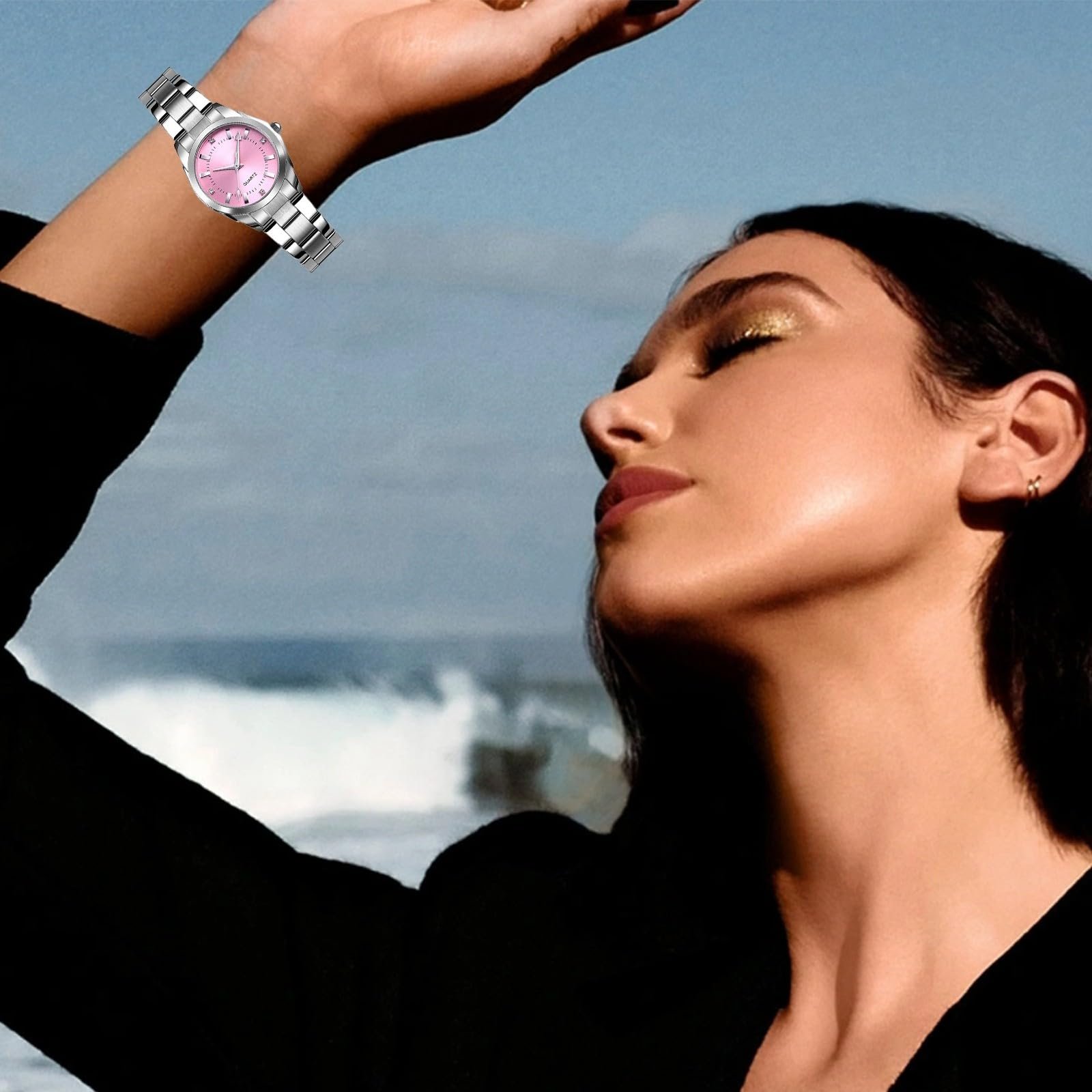 Женские часы Кварцевые из нержавеющей стали Модные и уникальные, фото №2