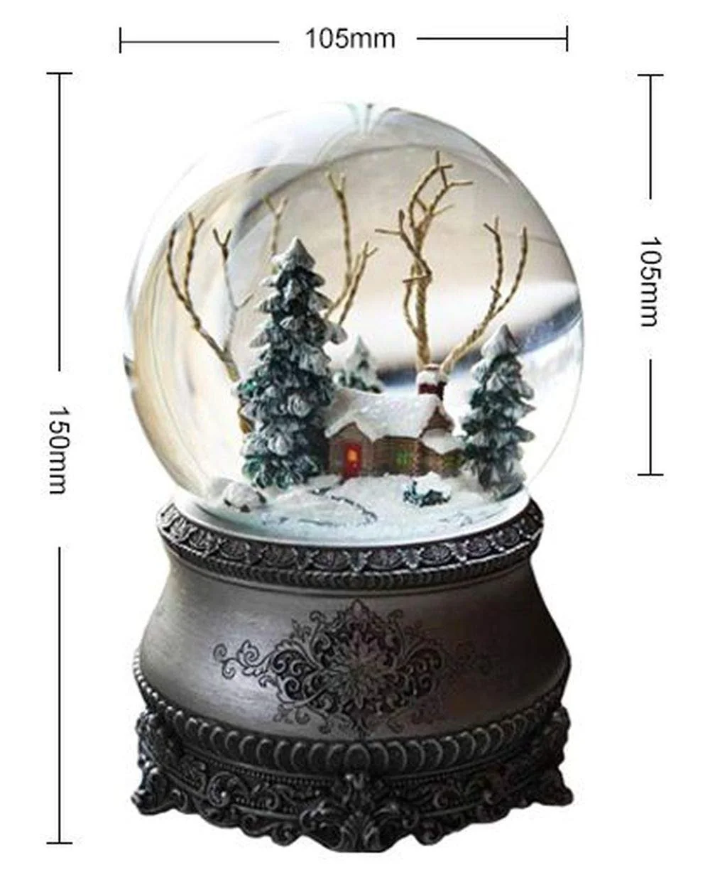 Снігова куля Wichtelstube Collection LED Зимовий ліс Електричний сніг кружляє, багато мелодій і зміна кольору вінтаж, фото №2