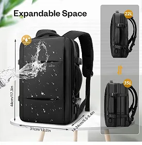 Рюкзак для ноутбука для ручної поклажі 35L 17.3 дюймів з USB Black synthetic.ua - Фото 1