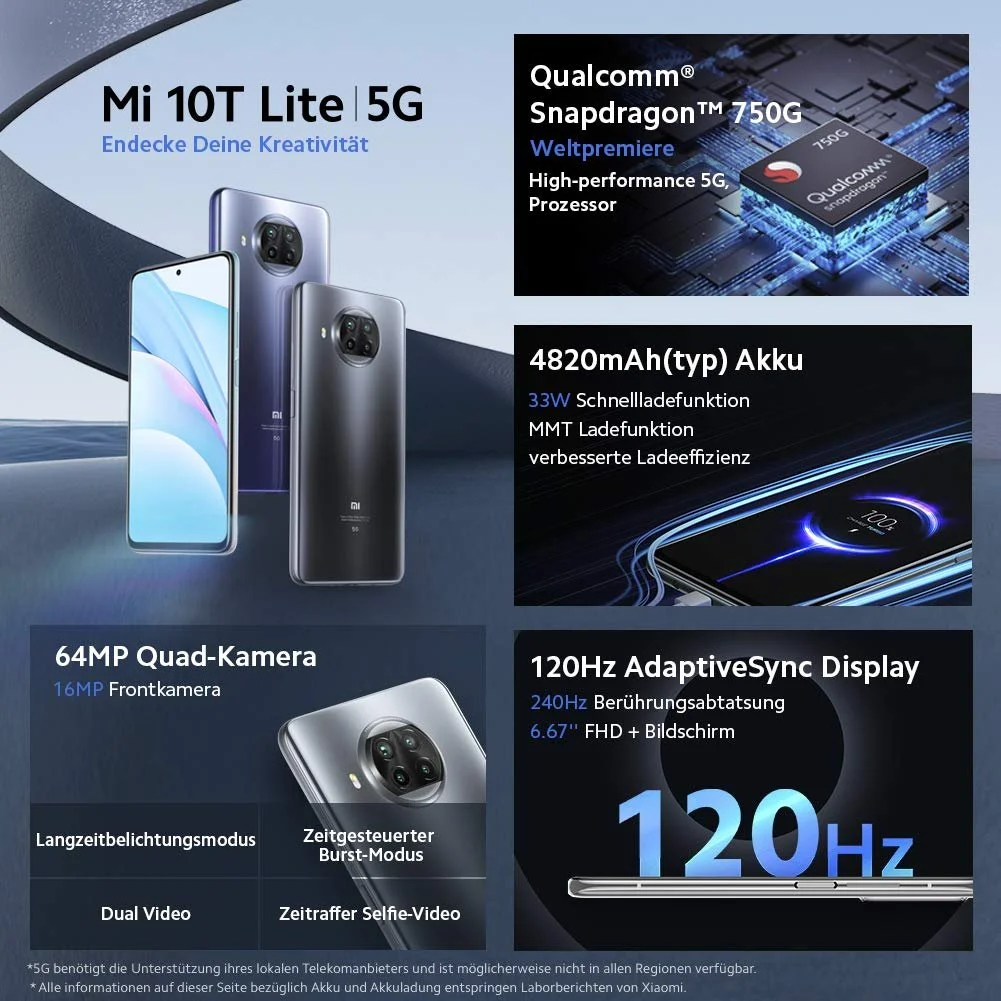 Смартфон Xiaomi Mi 10T Lite 6/64GB 6.67" FHD+ 120Hz Atlantic Blue, фото №5