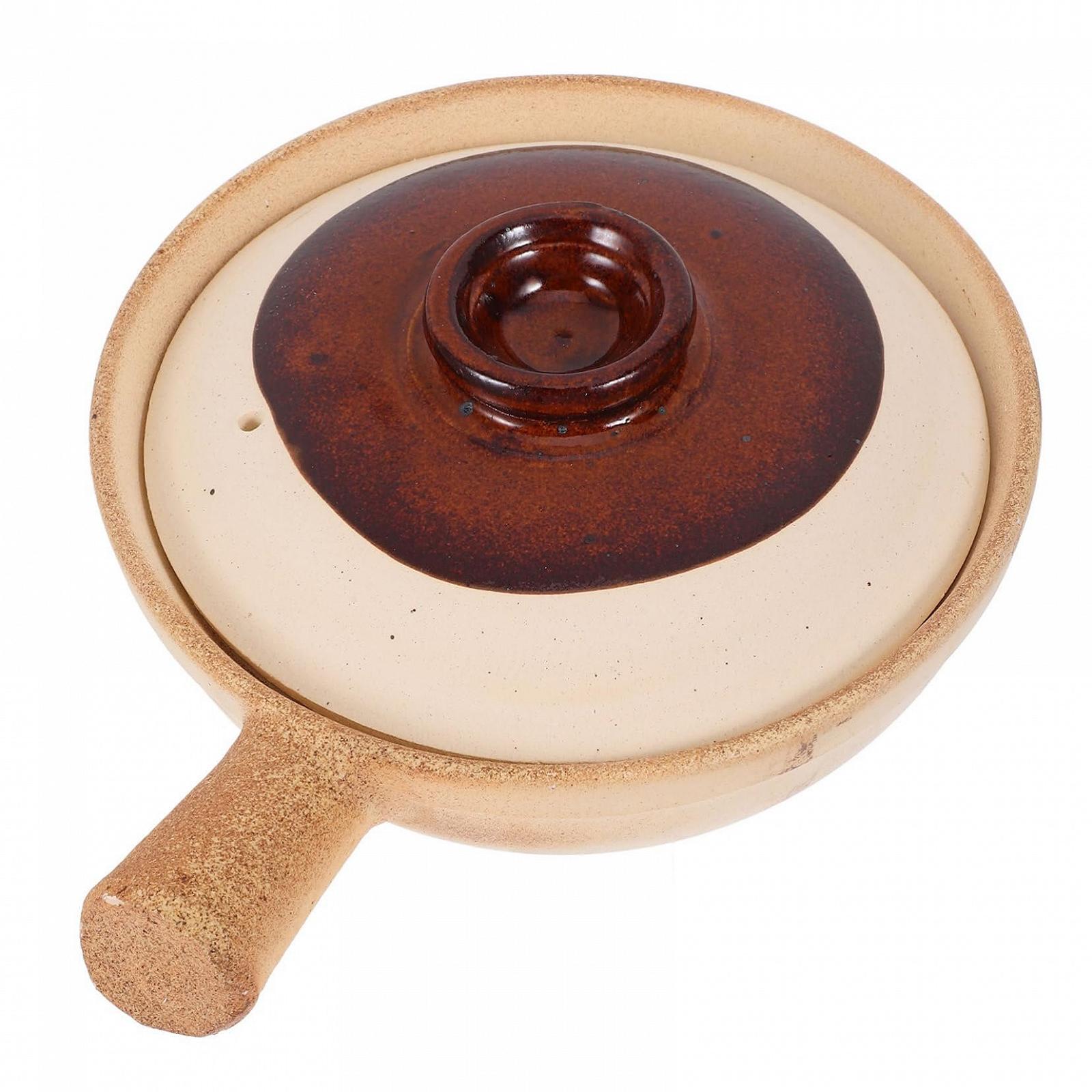 Супница с крышкой керамическая терракотовая для риса и супа компактная, фото №1