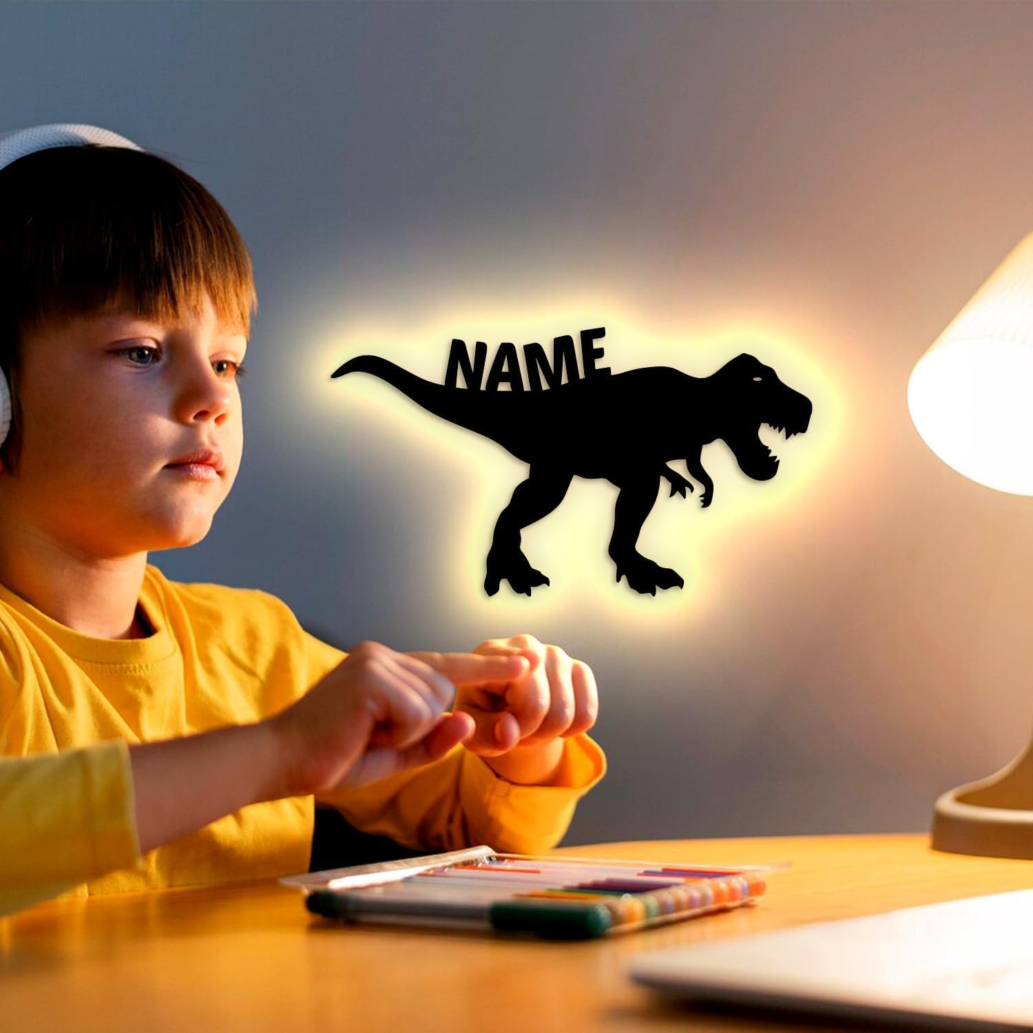 Іграшка Leon Folien Динозавр T Rex RGB LED декор Персоналізований, фото №4