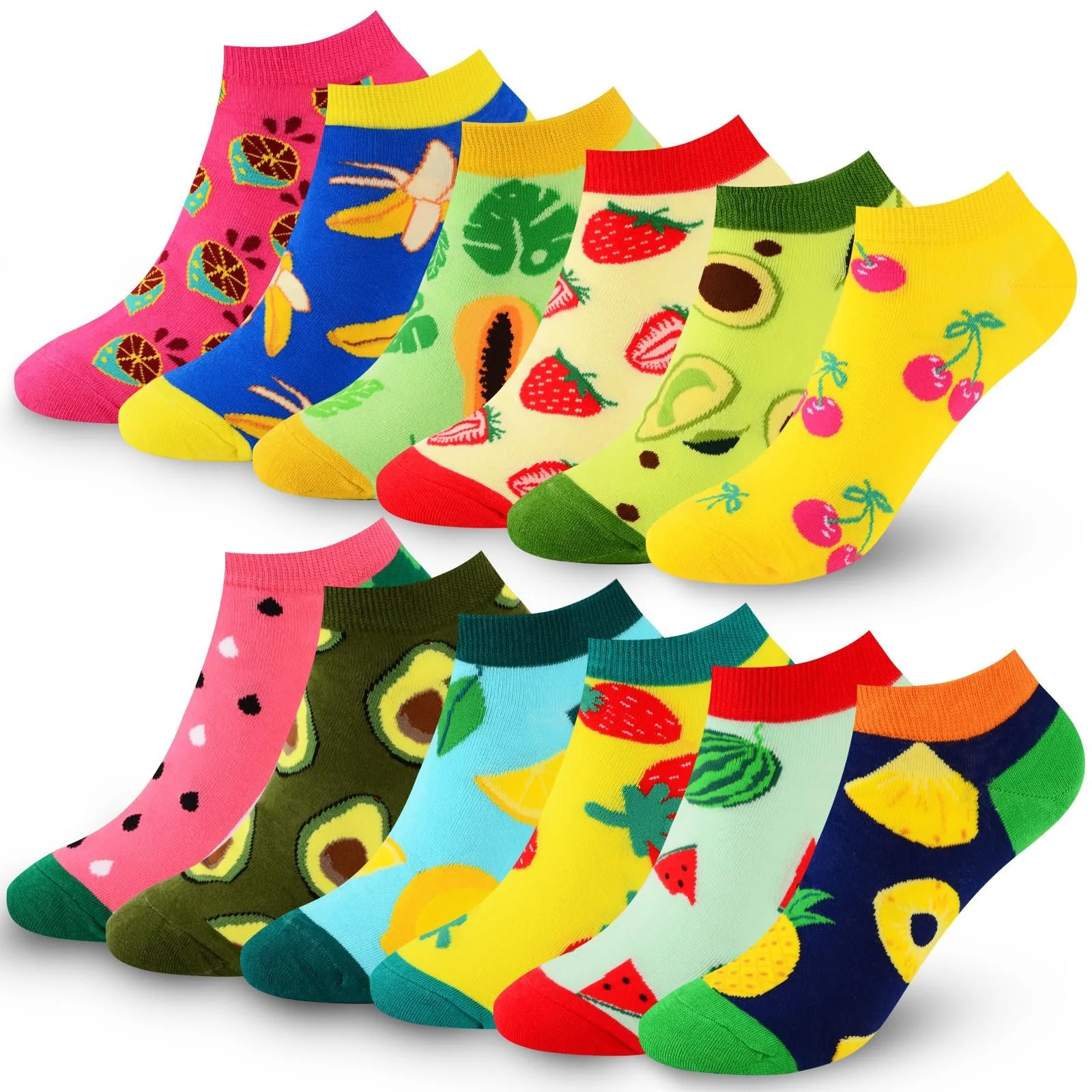 Носки Хлопковые Разноцветные, 37-42, Хлопок, Разноцветные Носки, Короткие, Повседневные, Необычные Забавные, фото №1