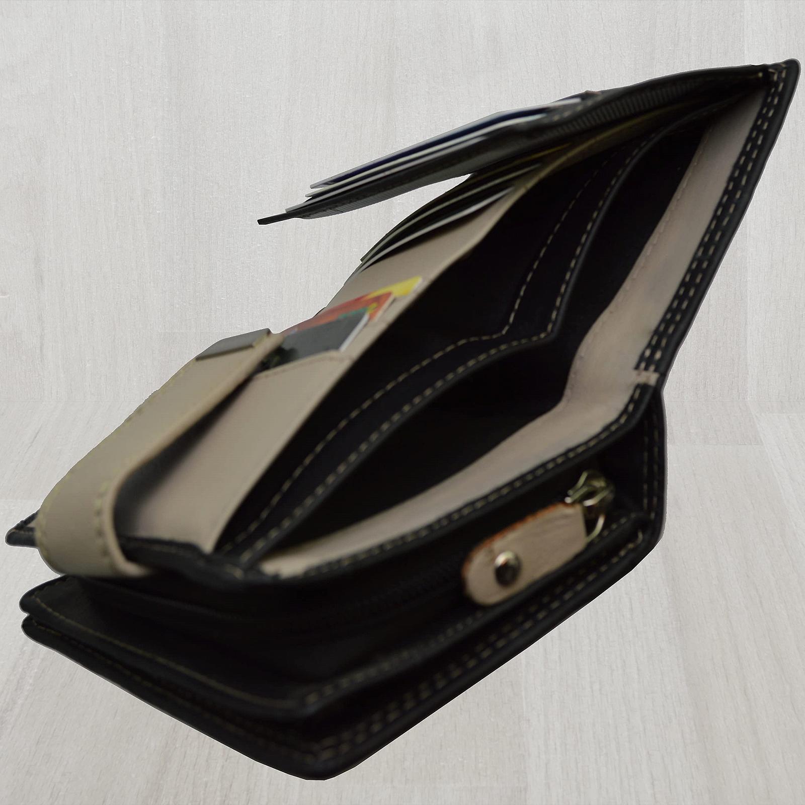 Кошелек Flevado Женский Из натуральной кожи С защелкой RFID защита Ручная работа Черный Бежевый Классический, фото №6