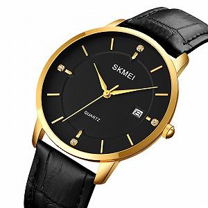 Годинник Skmei 1801LGDBK Gold-Black Leather synthetic.ua - Фото 1