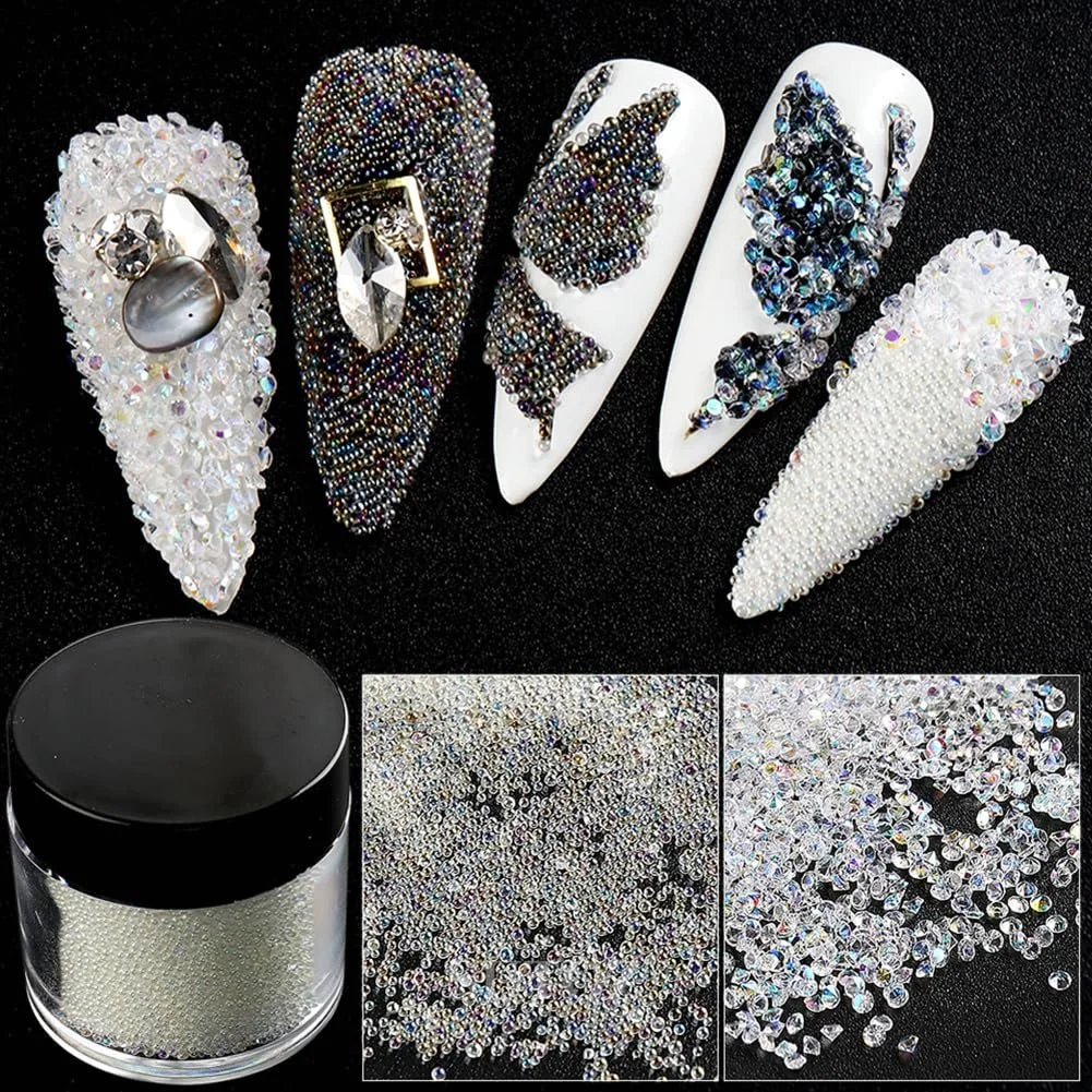 Икра для ногтей Маленькая, Стразы для ногтей, Хрустальные бусины для ногтей, Мини-украшения для ногтей 3D, Мини-подвески для ногтей, Аксессуары для ногтей для женщин и девушек, 6 коробок, фото №3