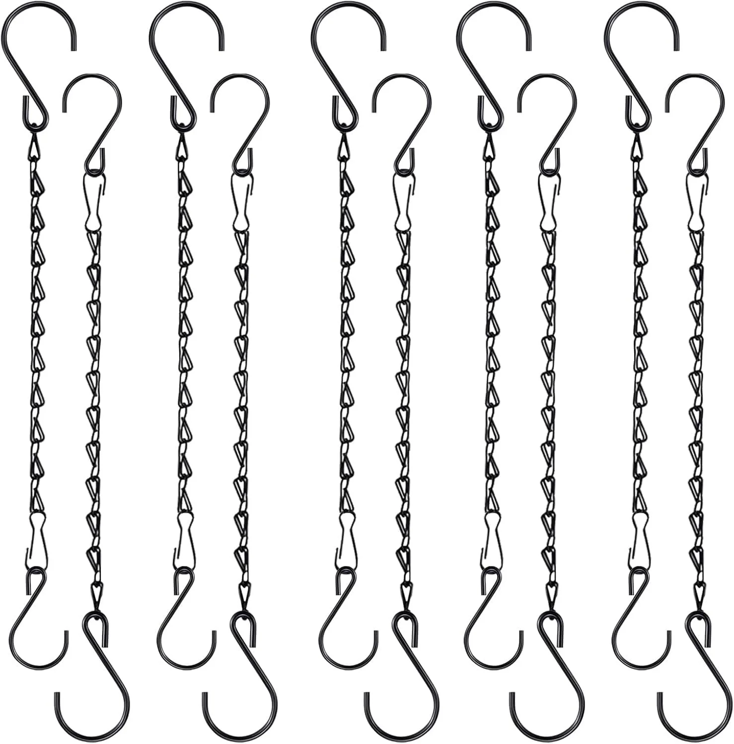 Подвесные цепочки для кашпо 10 шт. Металл Черный 25 см, фото №1