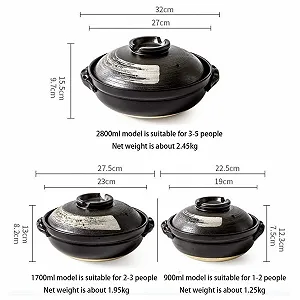 Каструля для запікання керамічна японська донабе з кришкою термостійка з пензликом synthetic.ua - Фото 1