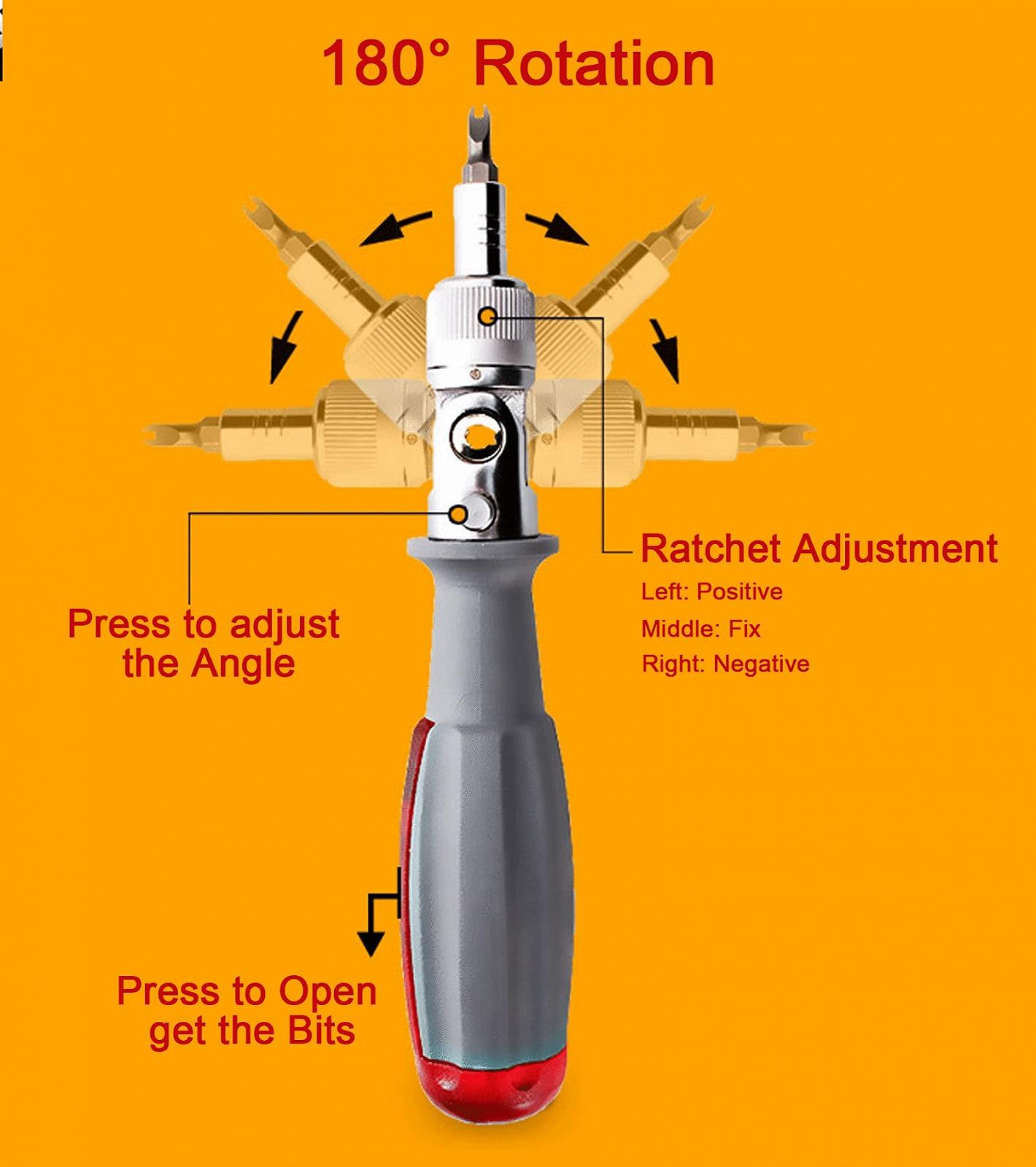Викрутка Deselen з тріскачкою набір з 10 біти Мала червона, фото №4 Викрутка Deselen з тріскачкою набір з 10 біти Мала червона, фото №4