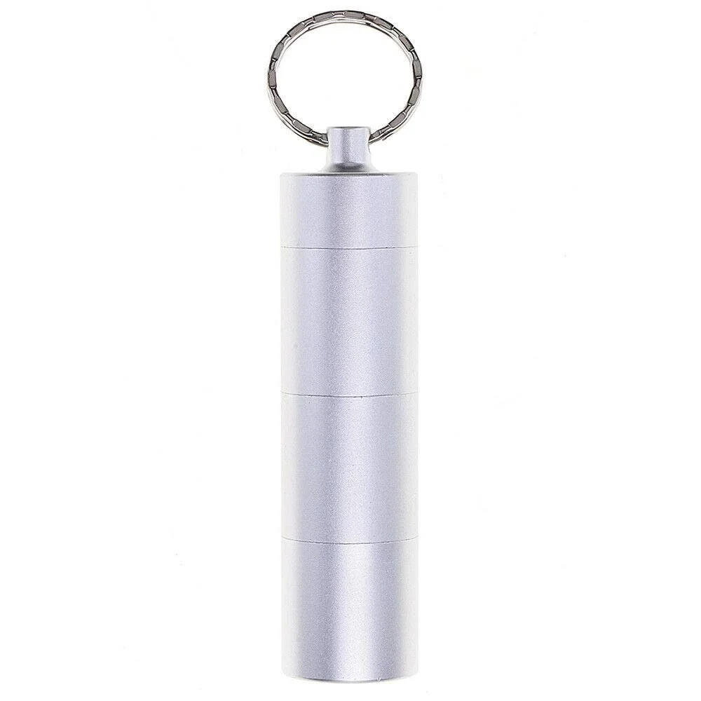 Коробка для таблеток Алюмінієва портативна з ключем 3 відділення Водонепроникна для щоденного використання в подорожах та кемпінгу, фото №1