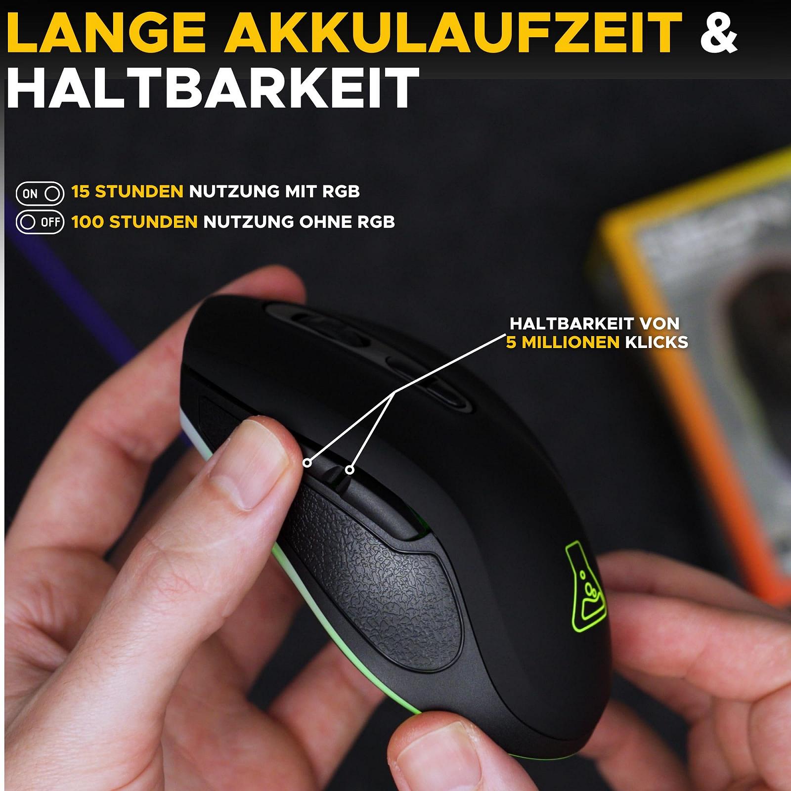 Мышь THE G-LAB Kult Krypton Беспроводная Игровая 6400 DPI Bluetooth & 2.4 GHz RGB Аккумулятор 7 Кнопок Легкая Двусторонняя Черный, фото №5