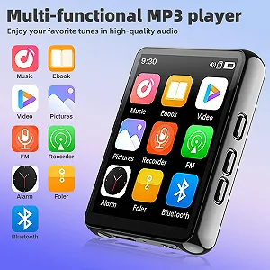 MP3 плеєр Cetoon 128GB з Bluetooth, портативний, цифровий, з динаміком, 2.4" Full Touch Screen, HiFi звук, FM-радіо, диктофон, дротові навушники в комплекті, для бігу, спортзалу synthetic.ua - Фото 1