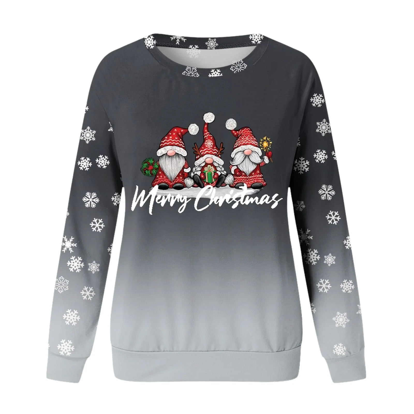 Рождественский свитер Basic Свободный свитер с круглым вырезом Узор, фото №4 Рождественский свитер Basic Свободный свитер с круглым вырезом Узор, фото №4