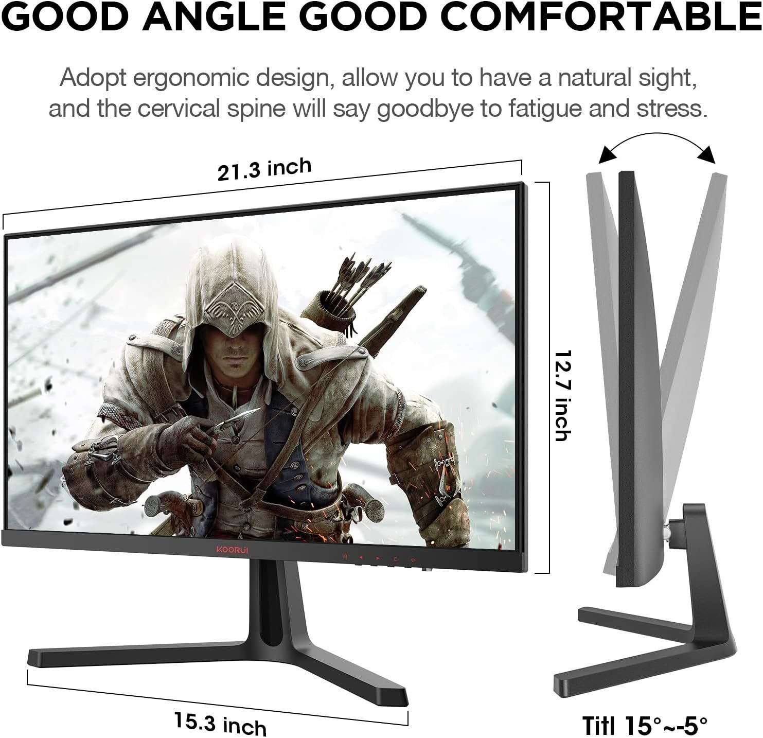 Монітор 24" KOORUI 24N5CA Full HD VA 165 Гц, фото №3