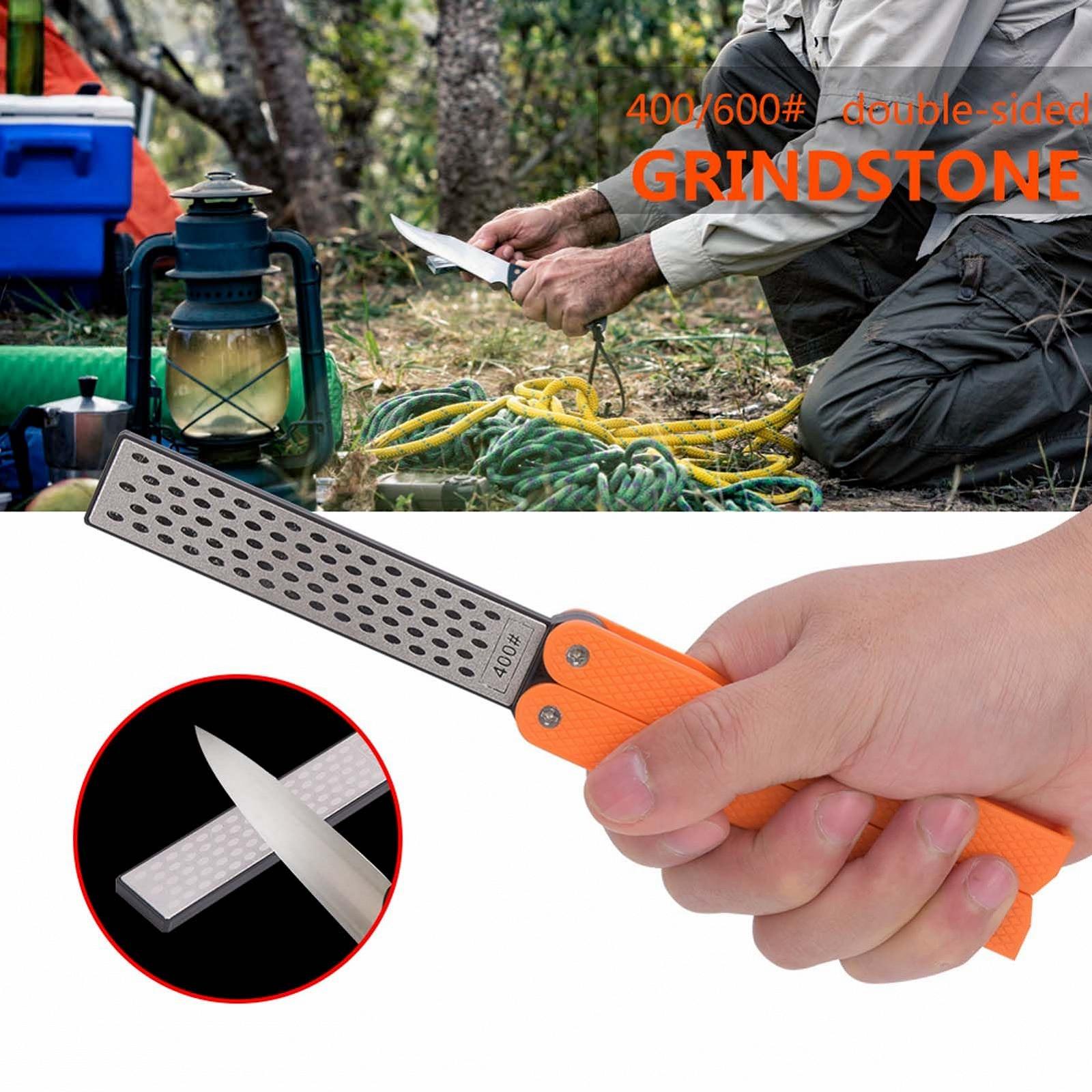 Точилка для ножей портативная складная двухсторонняя для улицы Оранжевая, фото №2