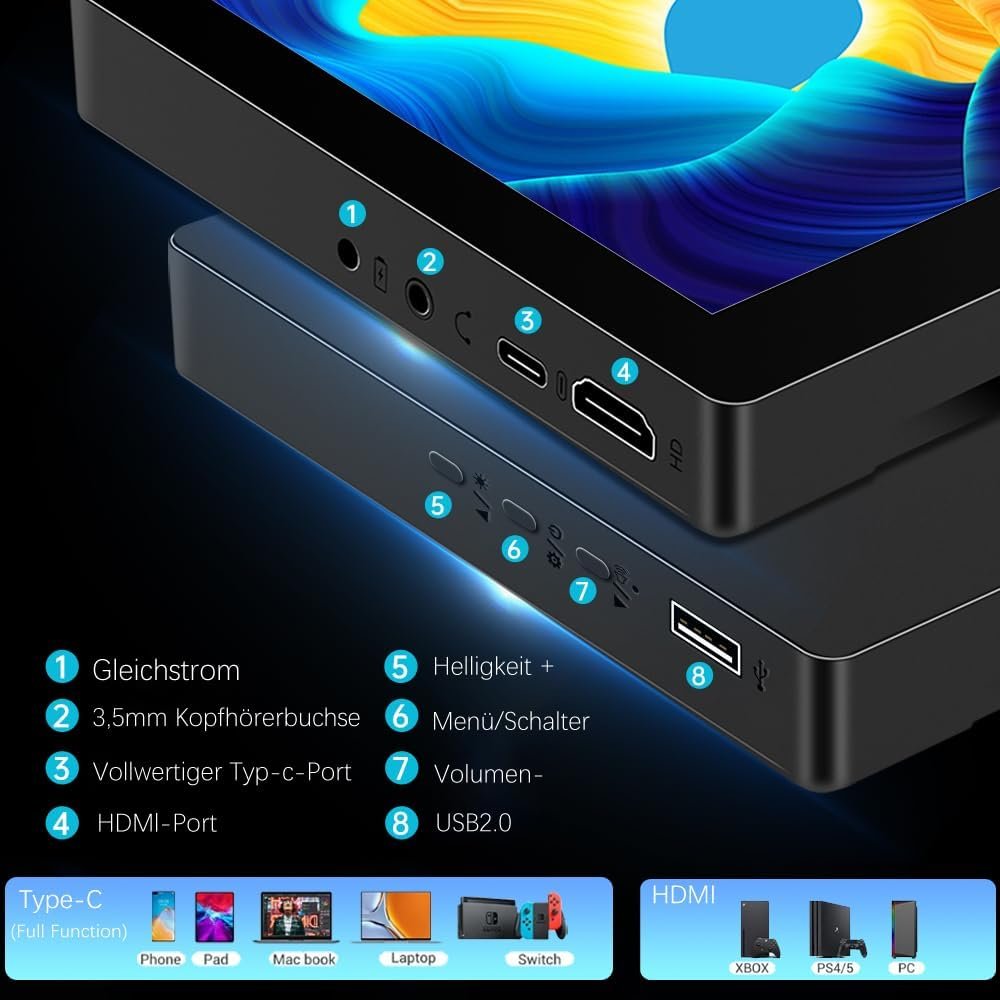 Монитор портативный 10.3" Ulrhzar HD-103 Full HD IPS 60 Гц, фото №4 Монитор портативный 10.3" Ulrhzar HD-103 Full HD IPS 60 Гц, фото №4