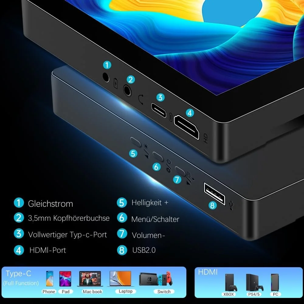 Монитор портативный 10.3" Ulrhzar HD-103 Full HD IPS 60 Гц, фото №4