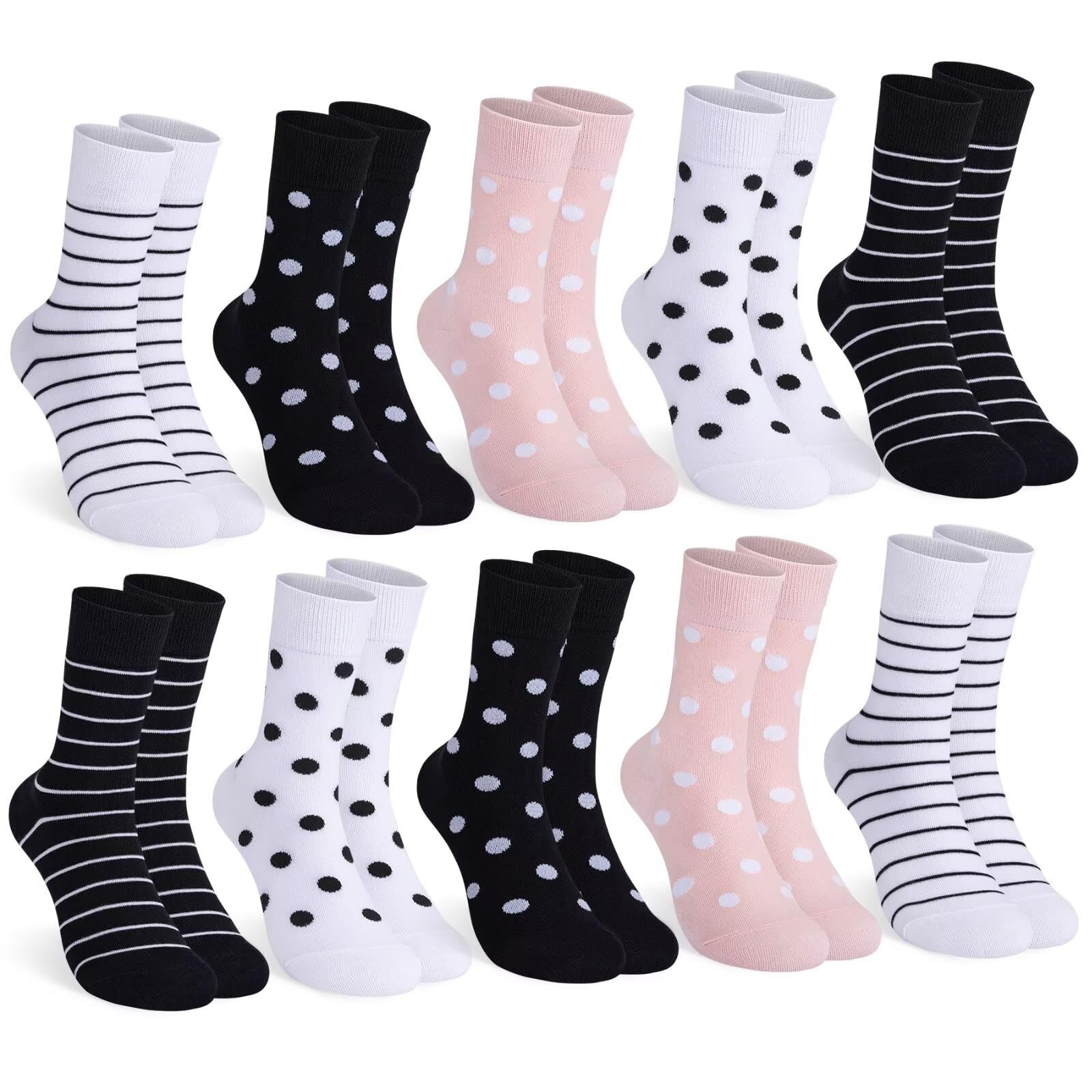 Женские носки 39-42, 35-38 Спортивные носки Черный, полоски, горошек, хлопок, 10 пар, фото №1