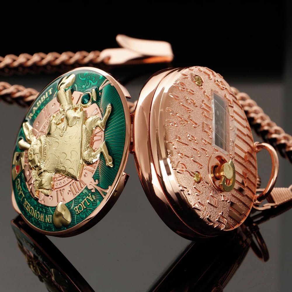Музичний кишеньковий годинник з ланцюжкомTiong Alice in Wonderland з ручним заводом, фото №7