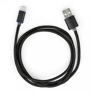 Дата кабель USB 2.0 AM to Lightning 1m LED black Vinga VCPDCLLED1BK - Фото 1