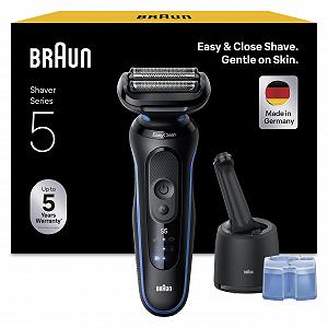 Электробритва Braun Series 5 52-B7000cc станция SmartCare 3 гибких лезвия Blue - Фото 1