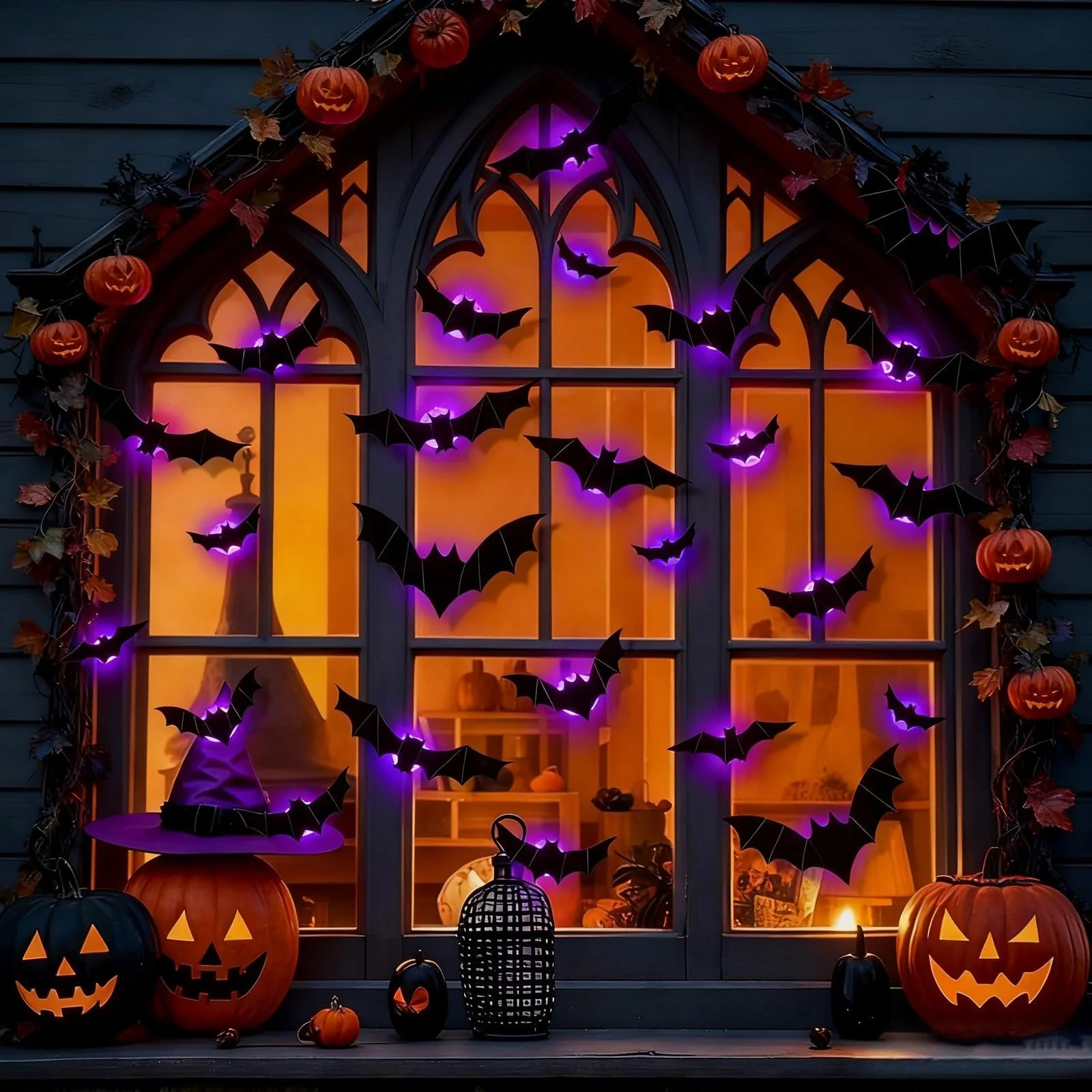 Декоративні наклейки ALEGRE Halloween 3D Bat з LED-підсвіткою 12 шт. фіолетові., фото №3 Декоративні наклейки ALEGRE Halloween 3D Bat з LED-підсвіткою 12 шт. фіолетові., фото №3