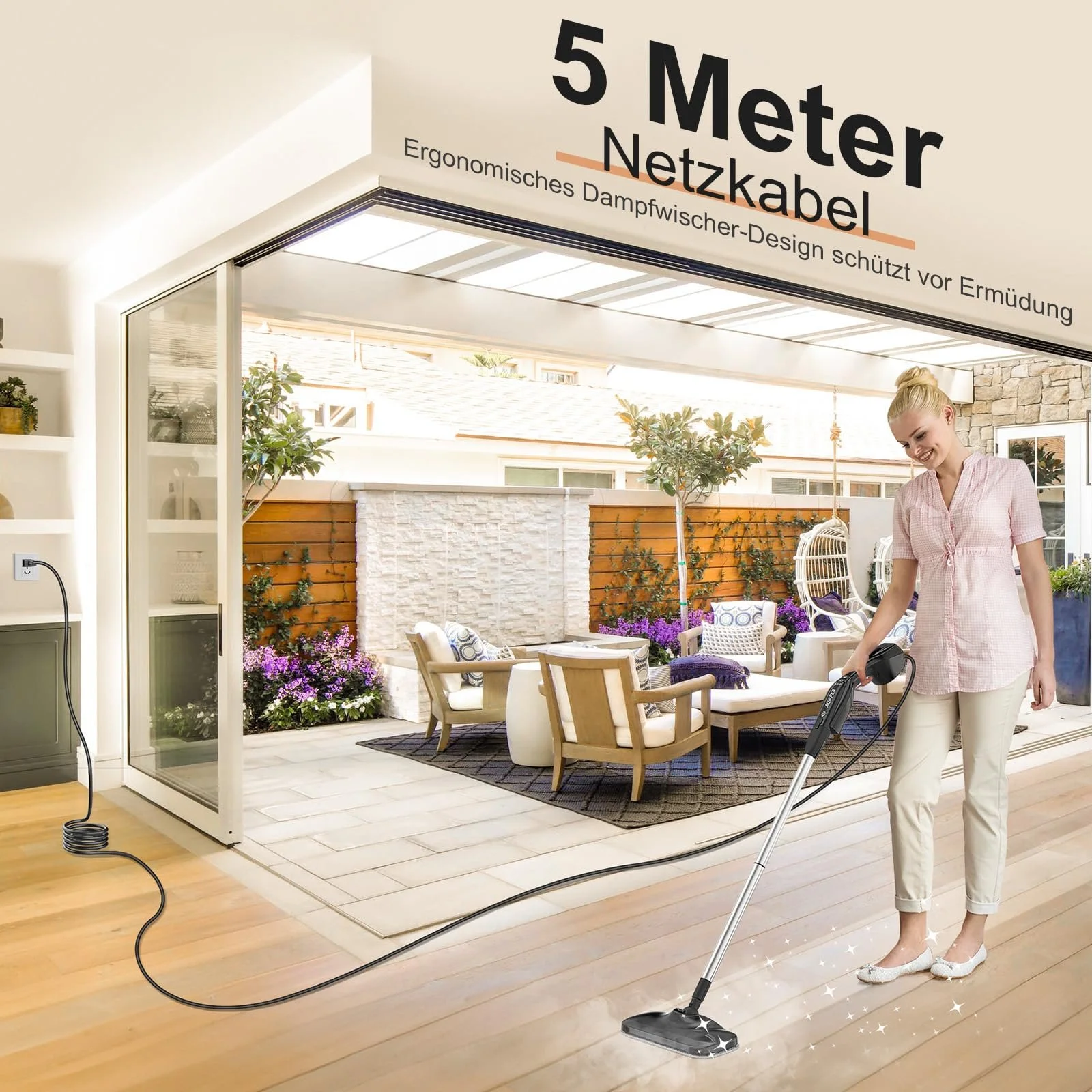 Пароочисник AUIFFER 17 в 1, багатофункціональний, з ручним пристроєм і паровою шваброю, швидкий час нагріву 30 секунд, фото №7