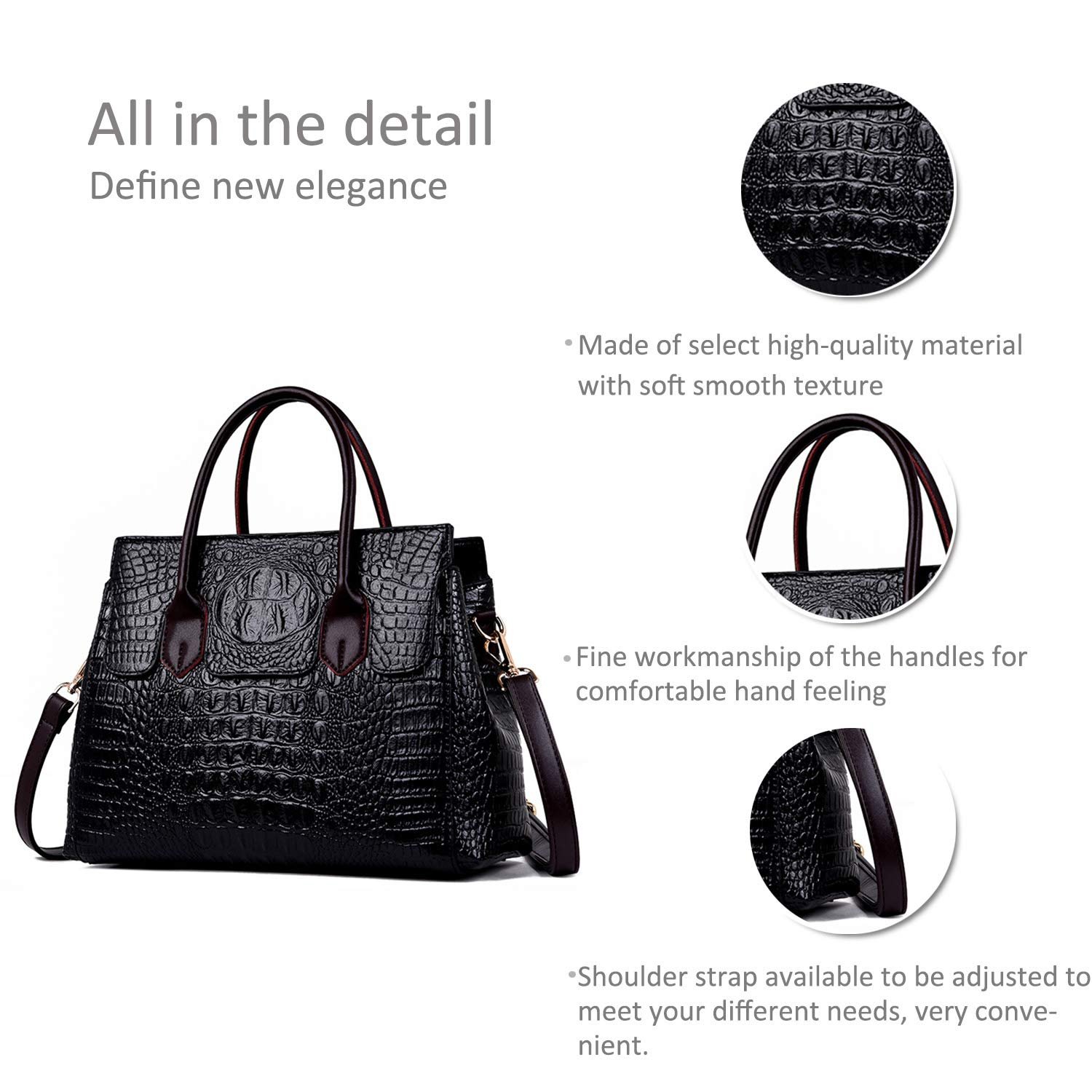 Сумка Nicole & Doris, с верхней ручкой, кожа PU, черный, классический, фото №7