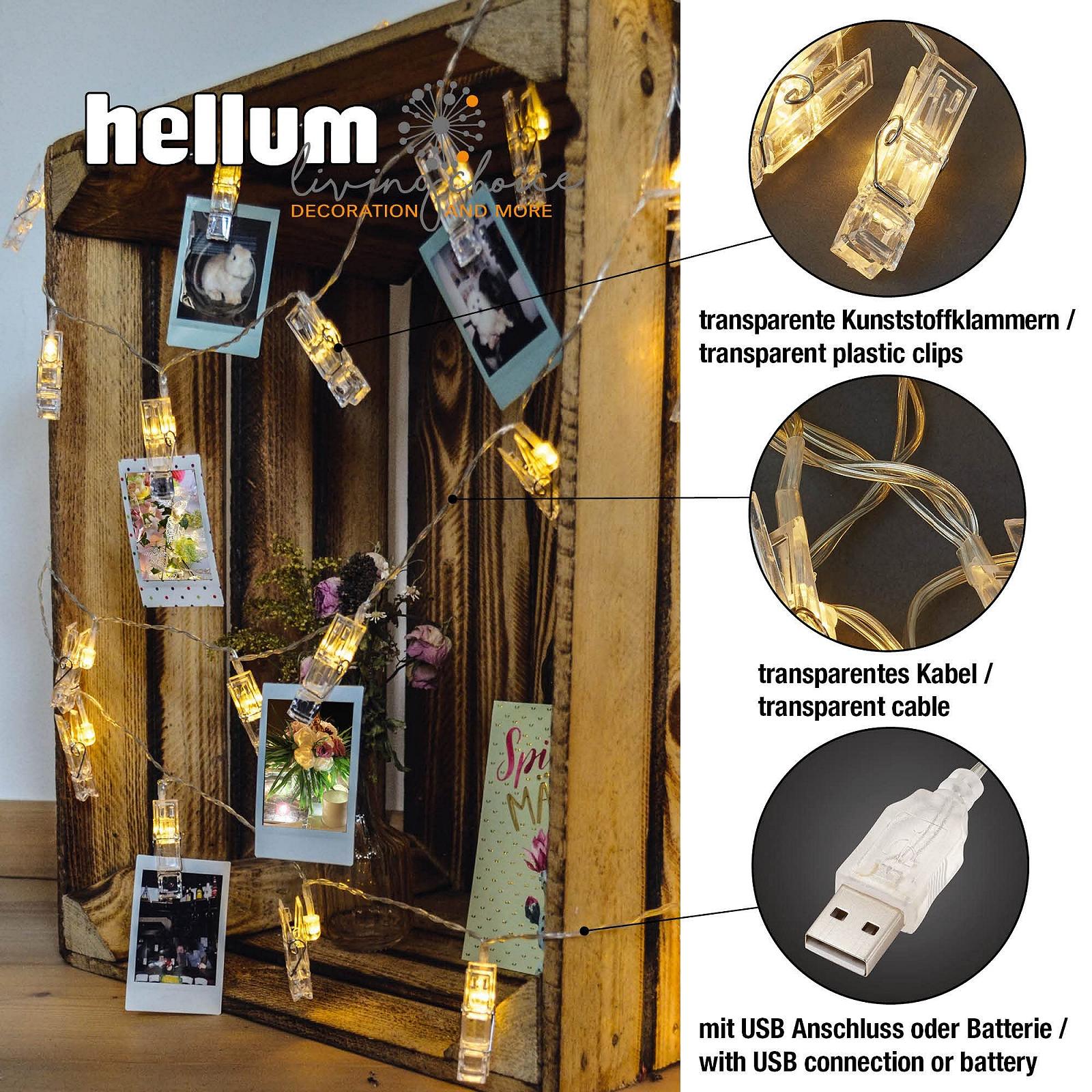LED гірлянда Hellum 523096, 40 LED, теплий білий, живлення від USB або батарейок (3 x AAA не входять до комплекту), для використання в приміщенні, фото №4