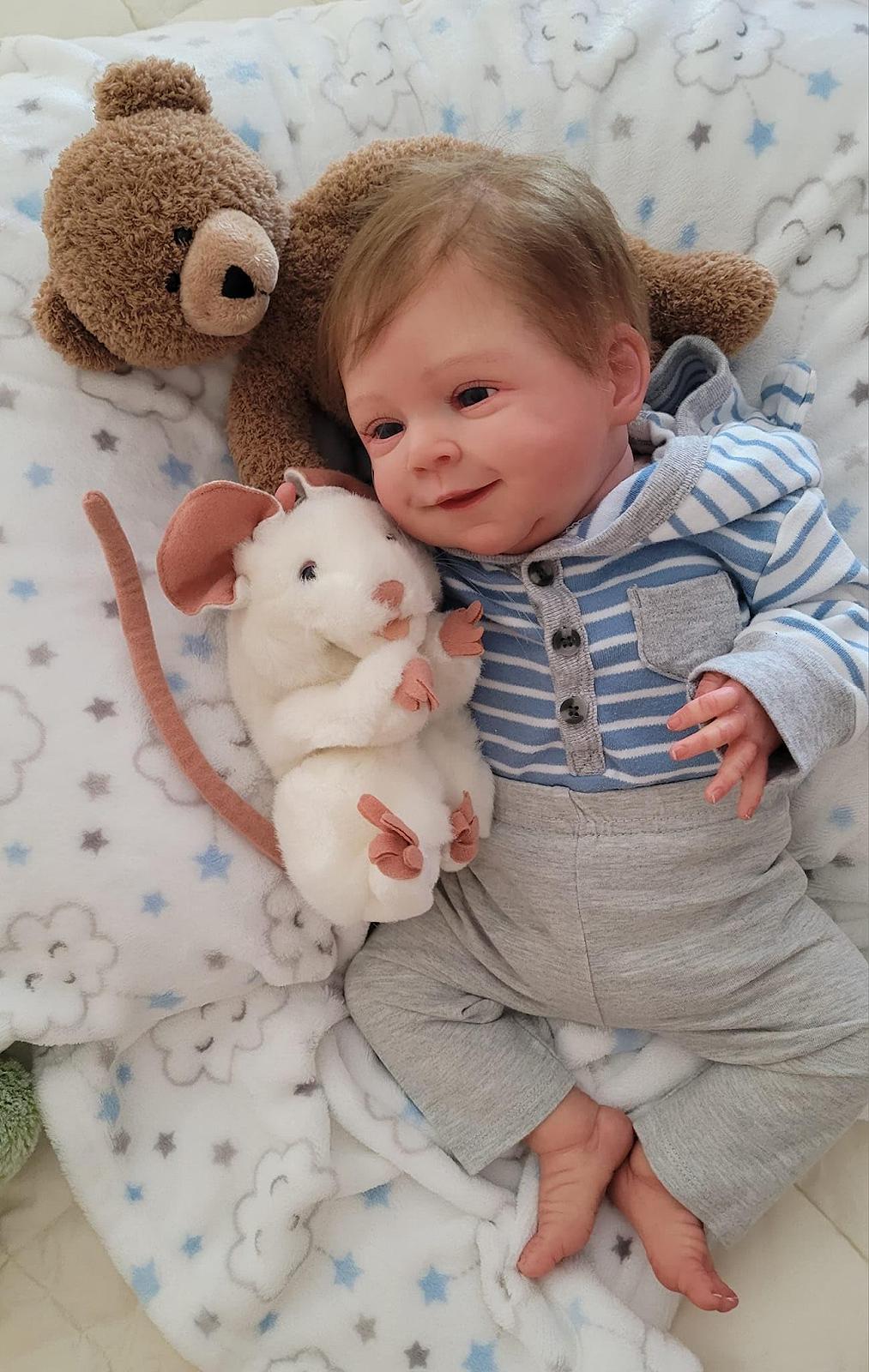 Кукла RXDOLL Reborn Baby Boy 45 см Реалистичная Кукла Полностью Силиконовая с Волосами Как Реальная Живая Кукла Новорожденные с Аксессуарами, фото №5
