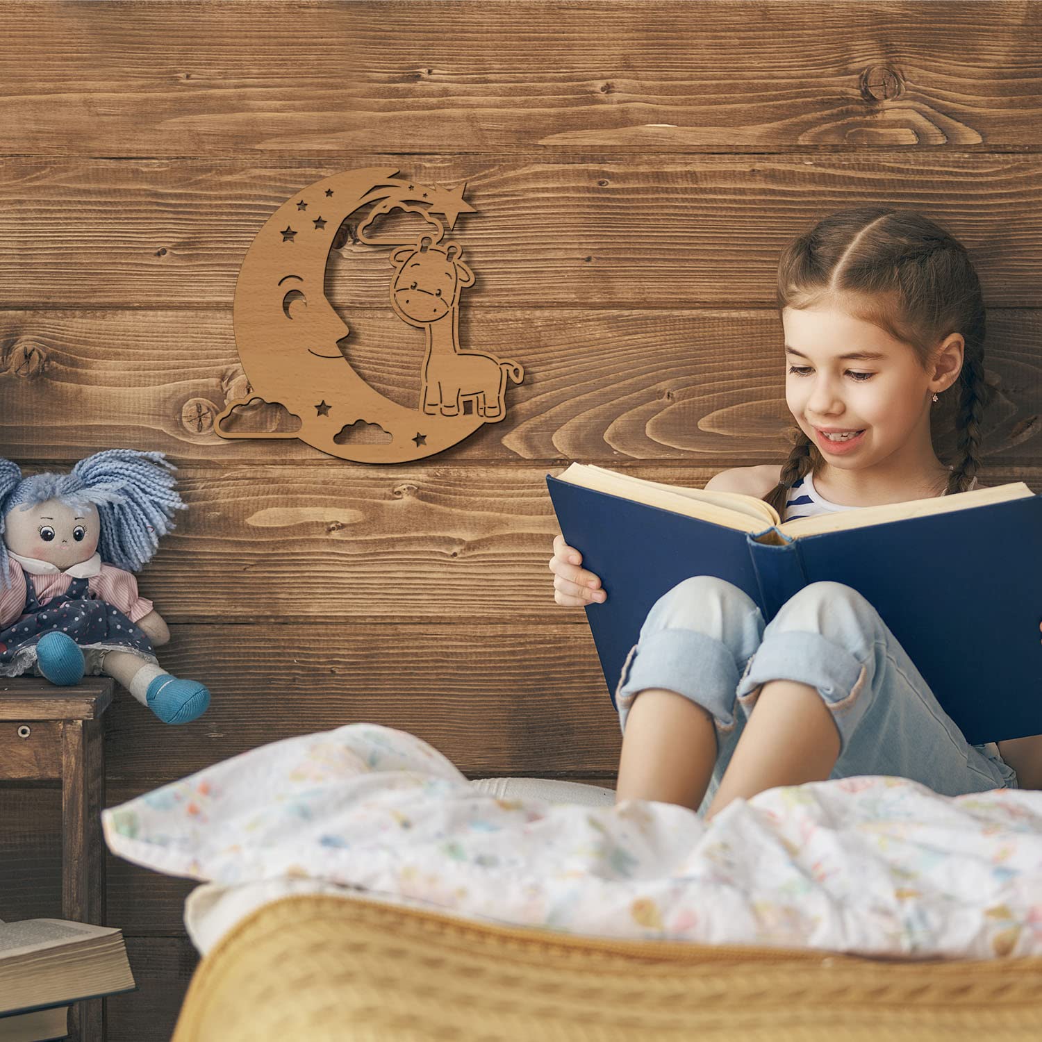 Настенная лампа Moon Giraffe I Ночник Snooze Light Детская комната Дети Девочки Мальчики I МДФ Дерево Питание от батареек, фото №5