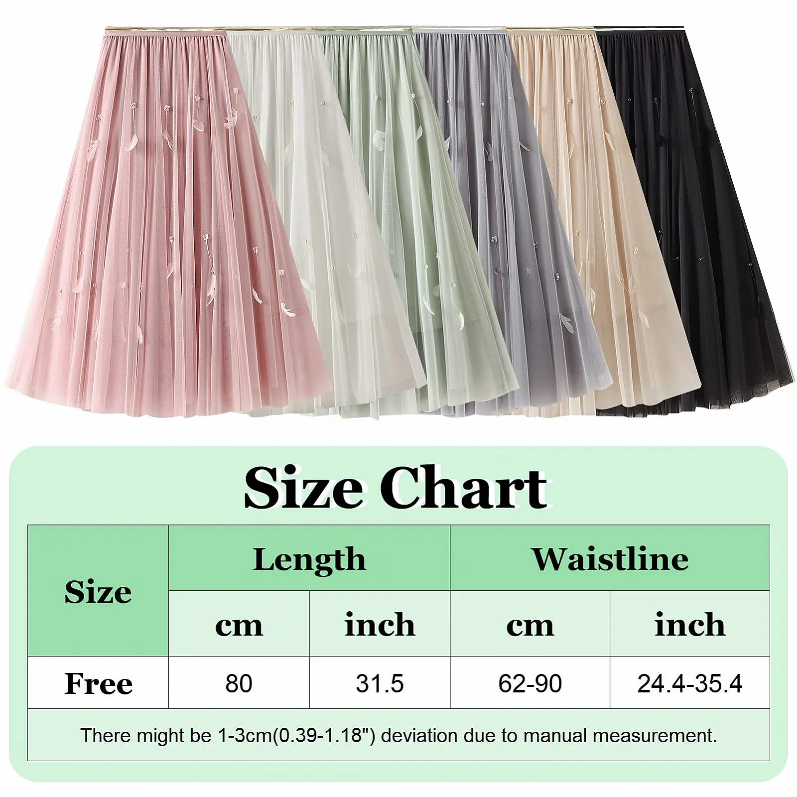 Спідниця з тюлю FEOYA довга жіноча елегантна з високою талією ретро, фото №5